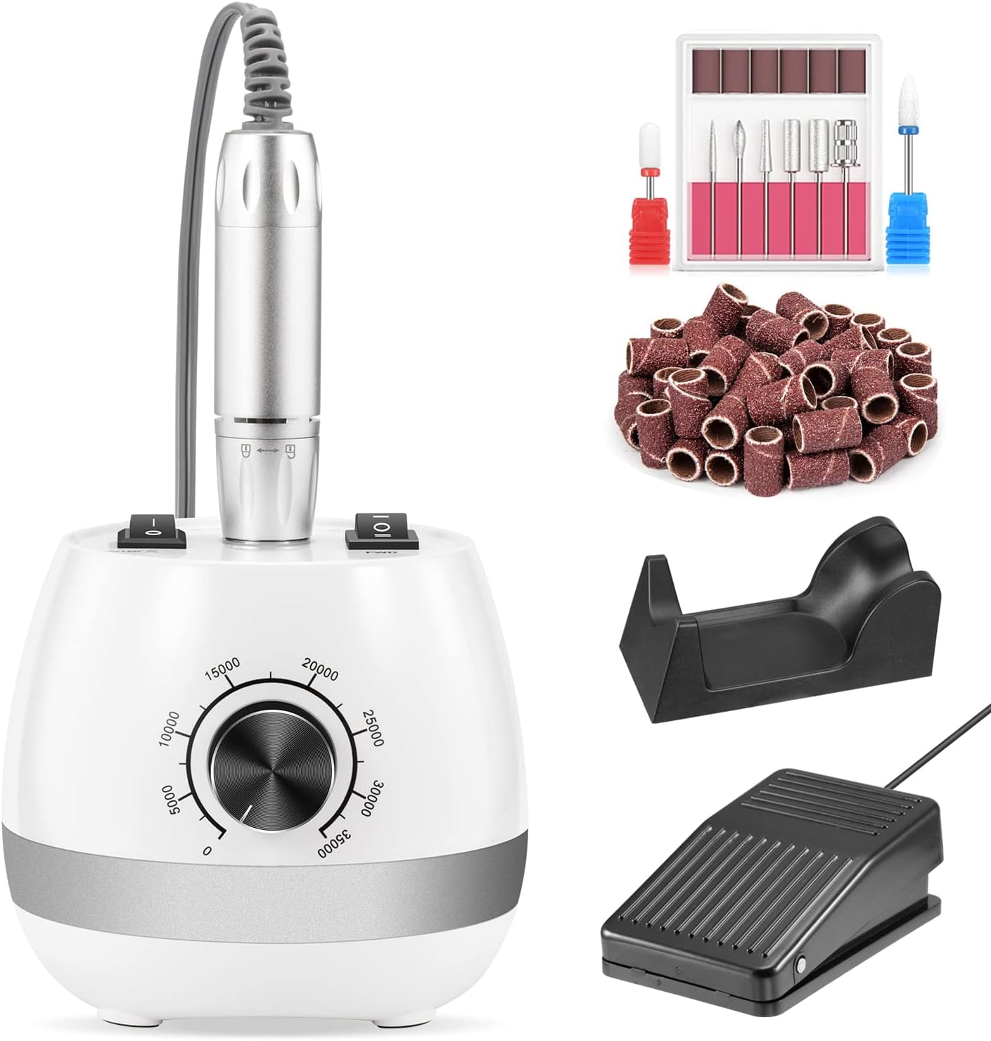 ENGERWALL 35000 RPM Electric Nail Cutter, Electric Nail File Manicure Set with Pedal, Polishing Tools, Nail Clippers Set, Perfect for DIY Nail Art at Home and Professional Manicure in the Salon image number 2