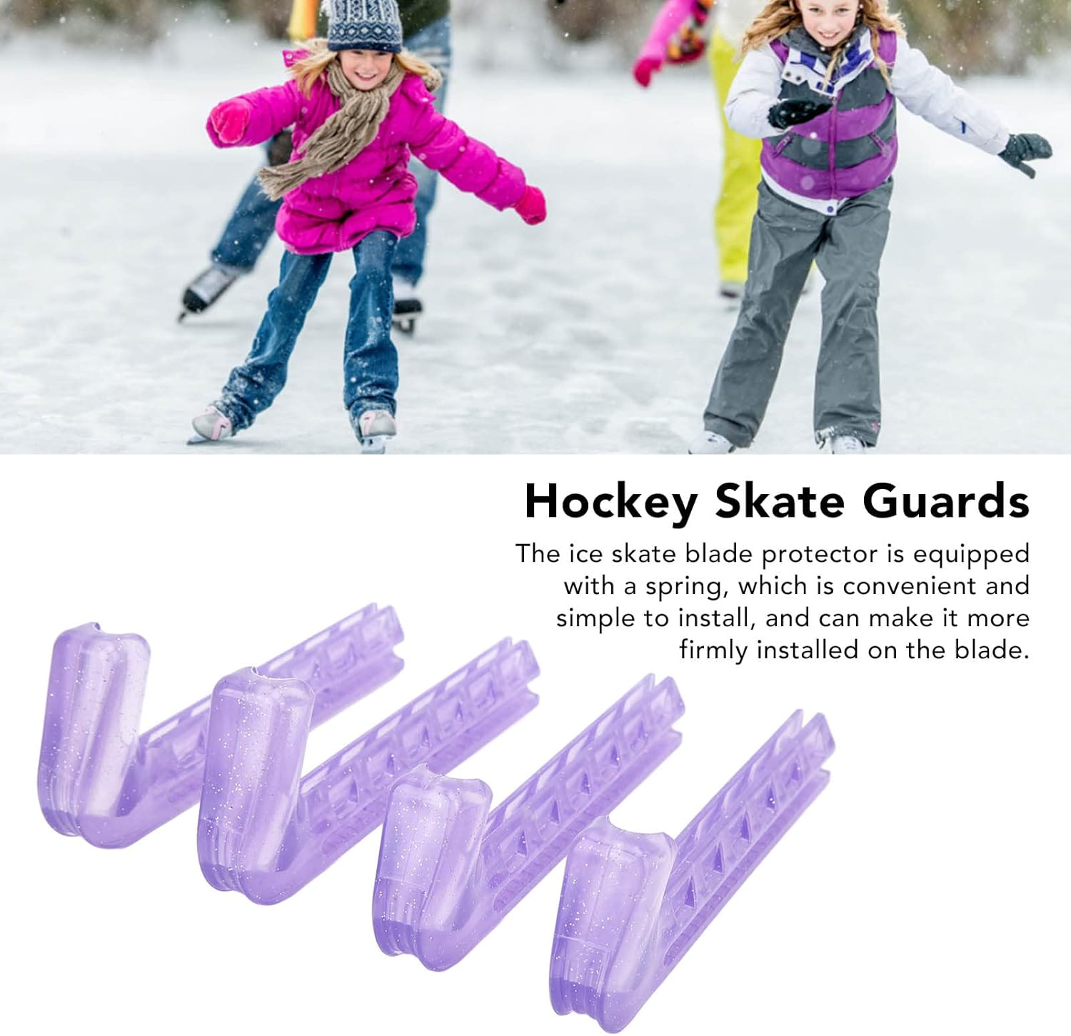 2 Pairs Ice Skate Guards, Silicone Ice Skating Guards and Soft Skate Blade Covers, Adjustable Ice Skate Blade Protector for Hockey Skates Figure Skates Ice Skates