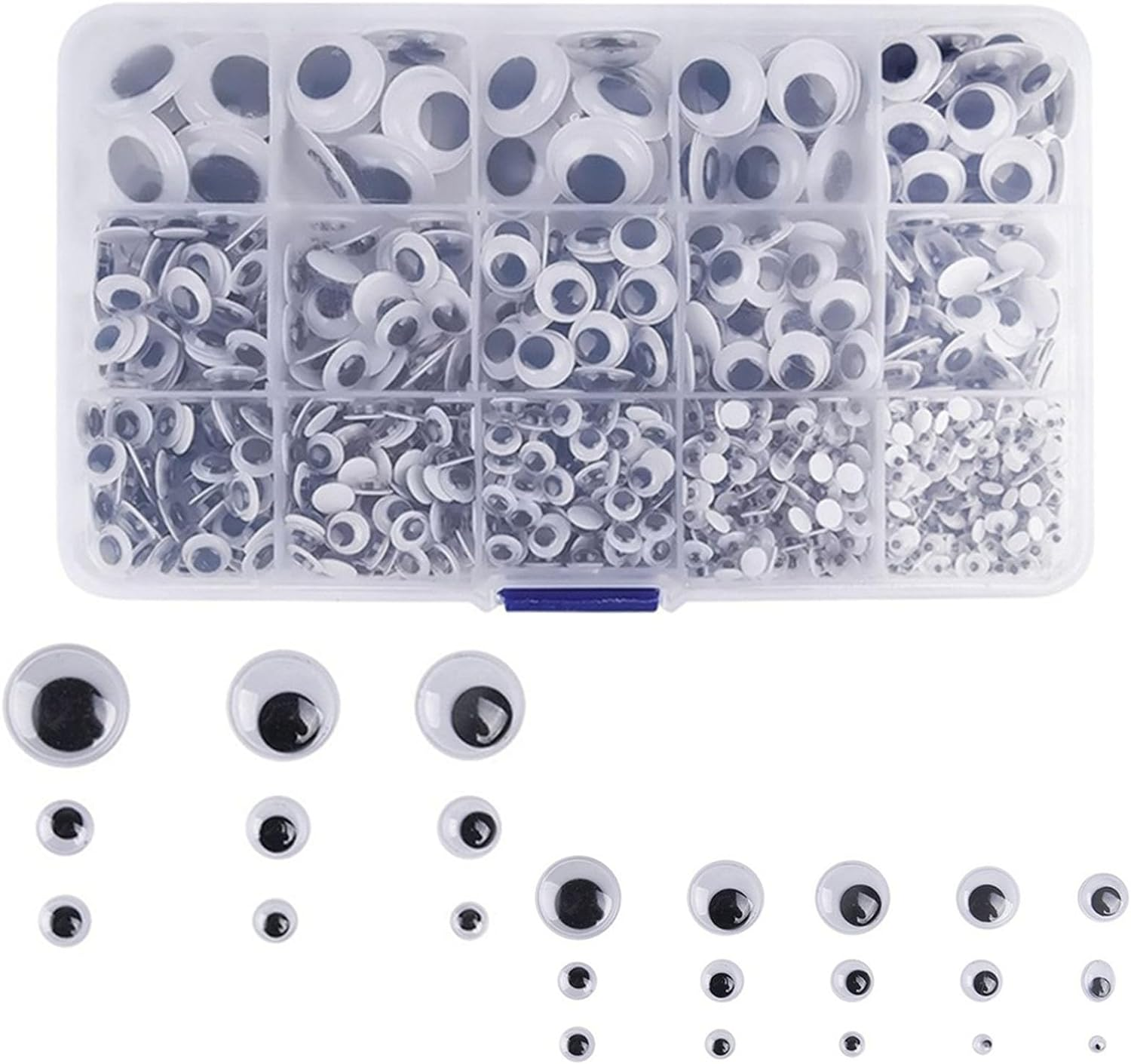 1280 PCS Googly Eyes for Crafts，Googly Eyes Self Adhesive Black White Plastic Googlys Eyess ，Mixed Assorted Sizes Sticker Eyess for DIY Crafts Decoration image number 4
