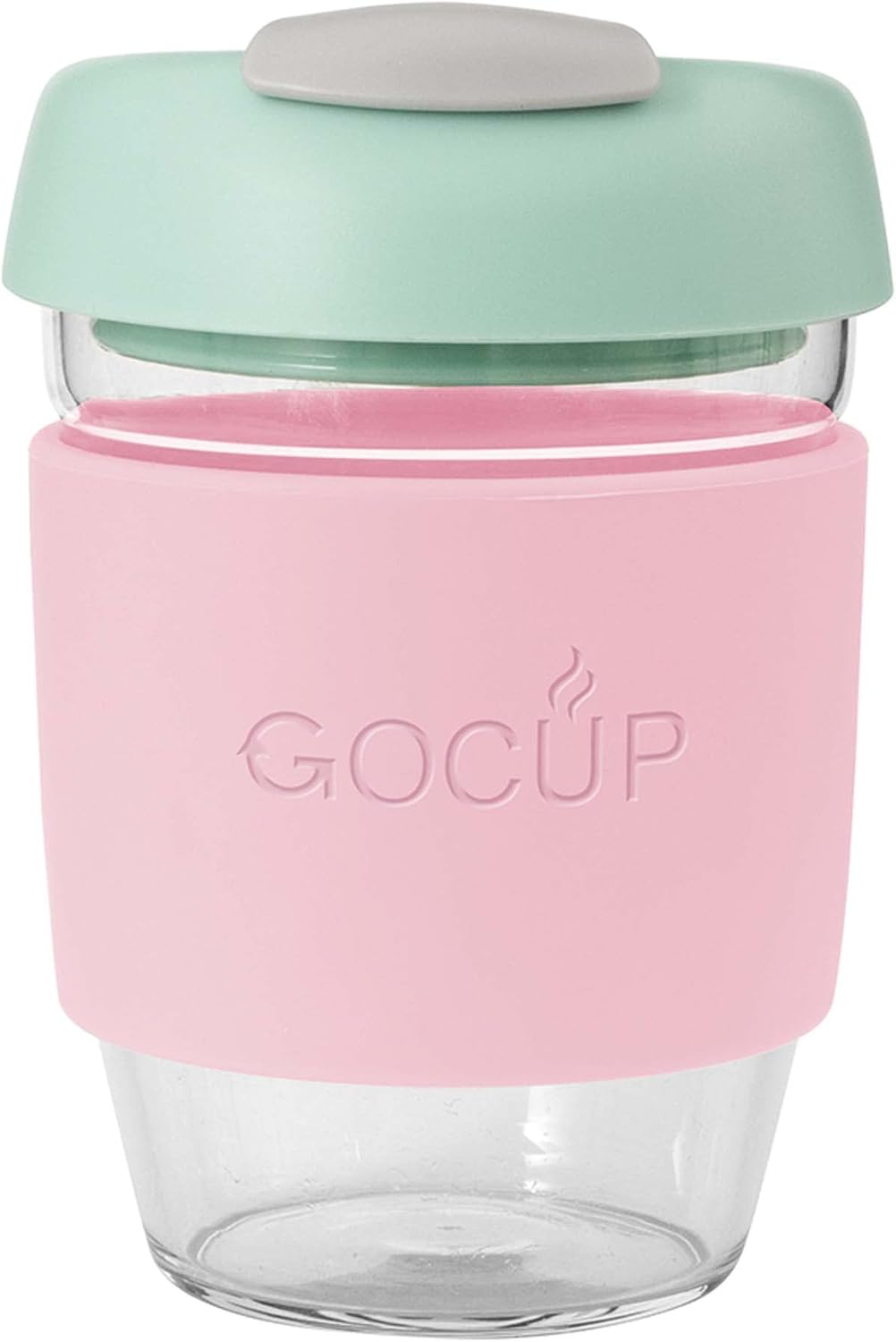 Avanti Gocup Borosilicate Glass Travel Cup, 355 Ml / 12 Oz Capacity, Pink/Mint/Grey image number 4