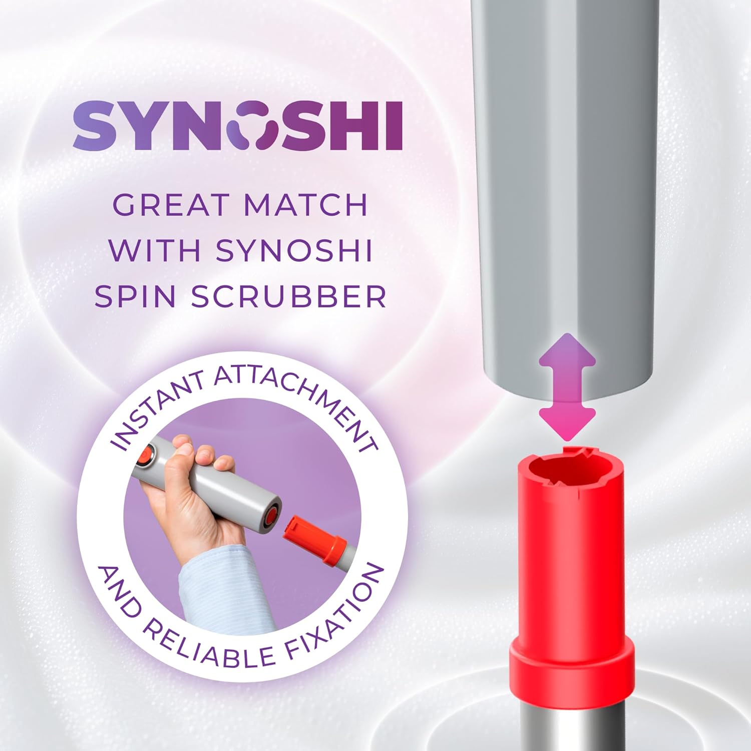 Synoshi Pro Extension Handle for Electric Cleaning Brush - Telescopic Aluminium Handle, Adjustable, Ideal for High Ceilings, Walls & Hard to Reach Areas - Robust Design image number 5