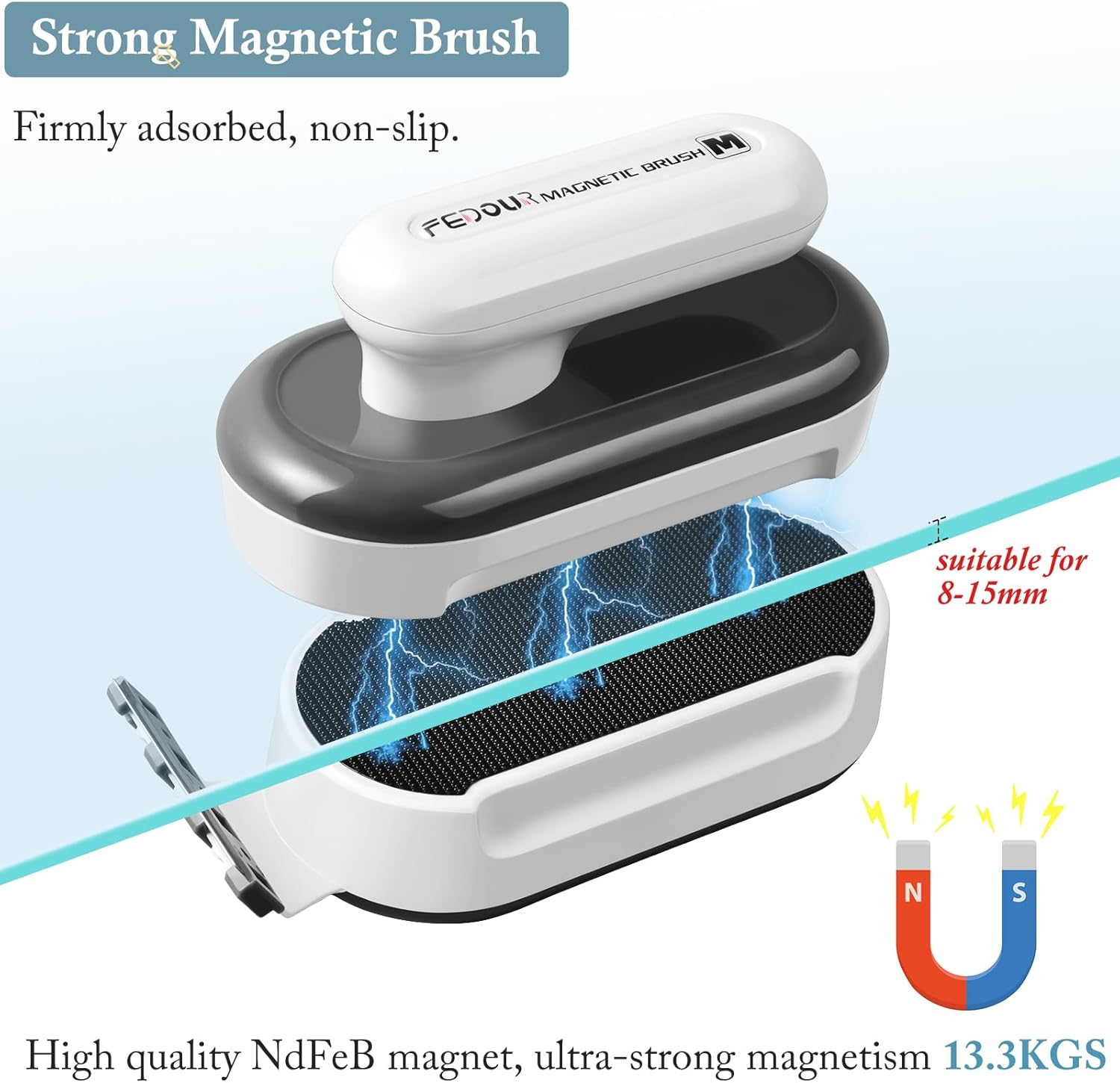 Aquarium Strong Magnetic Cleaner with 2 Detachable Algae Scraper, Fish Tank Magnet Cleaning Tool, Aquarium Floating Scrubber Brush for Glass and Acrylic Tanks 8-15Mm (Medium) image number 4