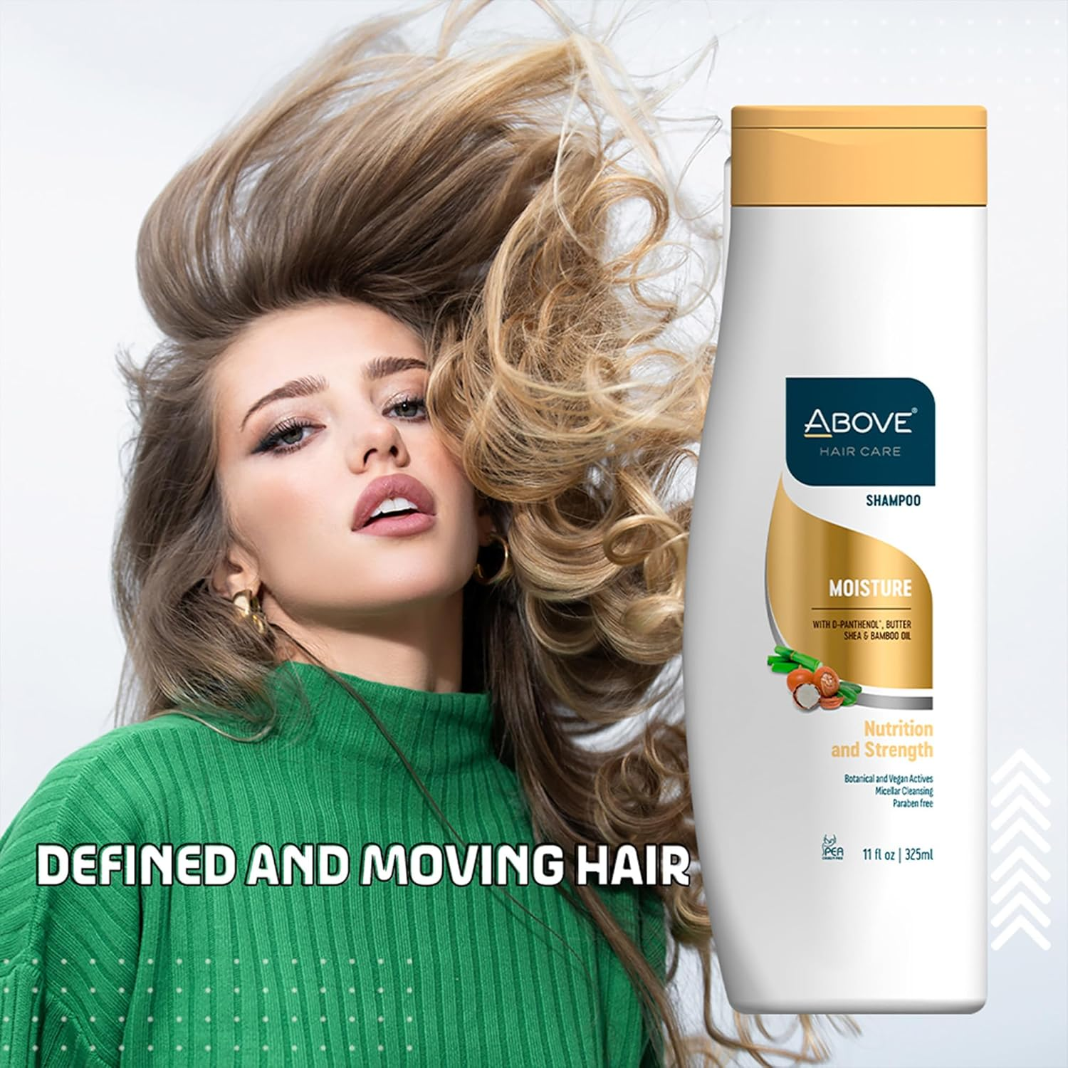 Above Moisture Shampoo, 11 Oz - Moisturizing Shampoo for Men and Women - Restores Shine and Softness - Shea Butter, Bamboo Oil - No Frizz, Split Ends image number 1