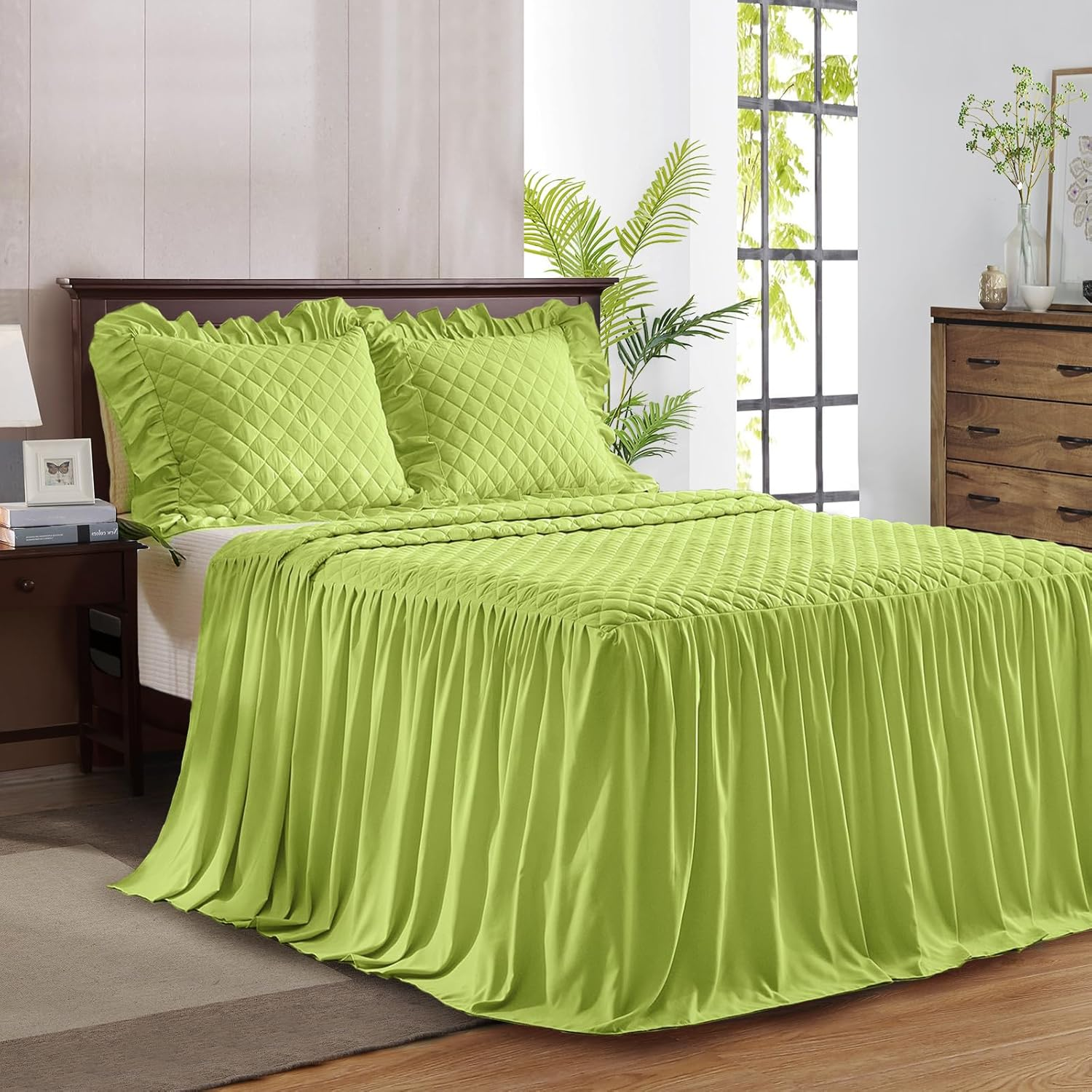UOZZI BEDDING Ruffled Bedspread Skirt Set URCQ05-Q