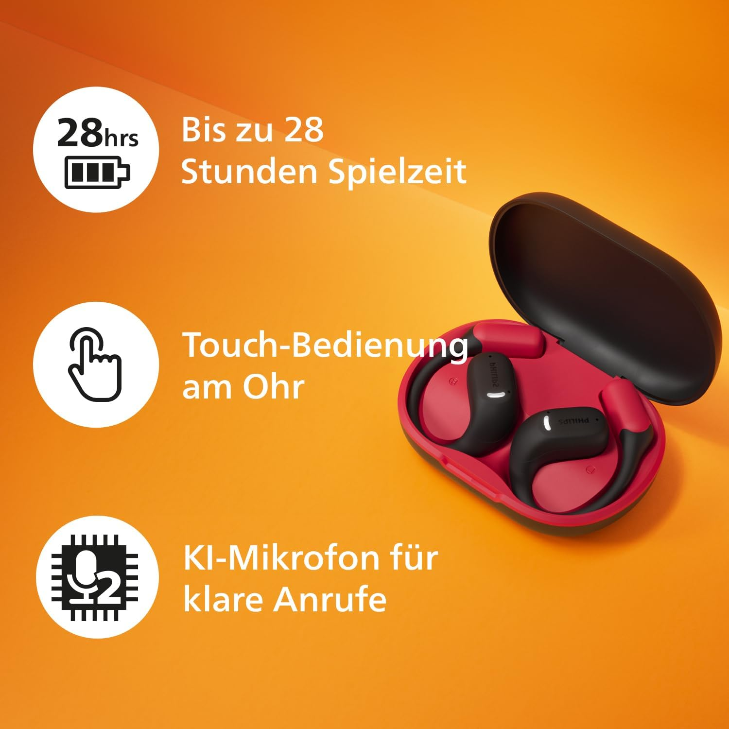 PHILIPS TAA6709 True Wireless Open Ear Sports Bluetooth Headphones - Black image number 5