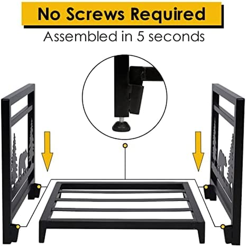 Firewood Rack Indoor Fireplace Log Holder Outdoor Wood Storage Log Rack Decorative Heavy Duty Steel Firewood Carrier Stove Bracket Stacking Rack - Fireplace, Stove and Fire Pit image number 5