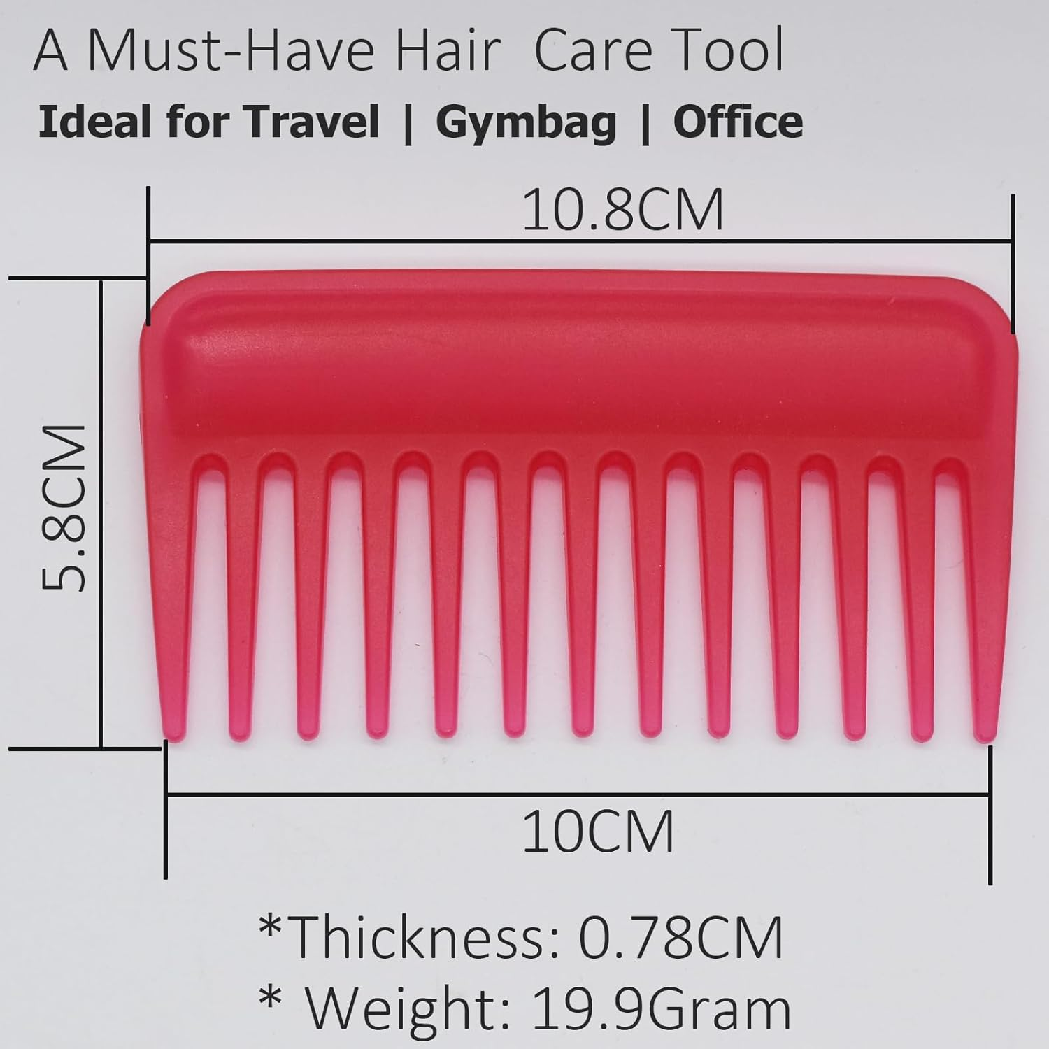 Professional Hair Comb, Streaker Texture Pocket Size Detangling Combs for All Hair Types, Women, Men, Kids, Home, Office, Car, Travel, Handbag, Gym Bag (Red, 1) image number 6
