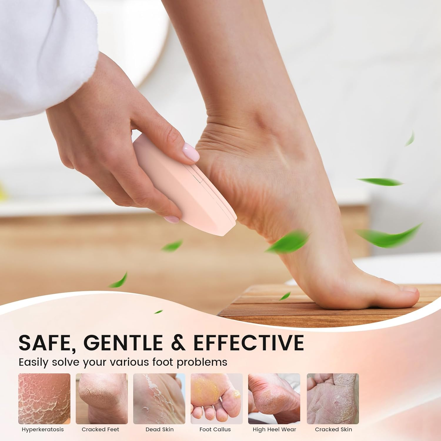 BEZOX Nano Glass Callus Remover with Dust Cover - Comfortable, Gentle Removal of Hard Skin and Callus - Highly Effective Callus File for Velvety Soft Feet (Apricot Colour) image number 3