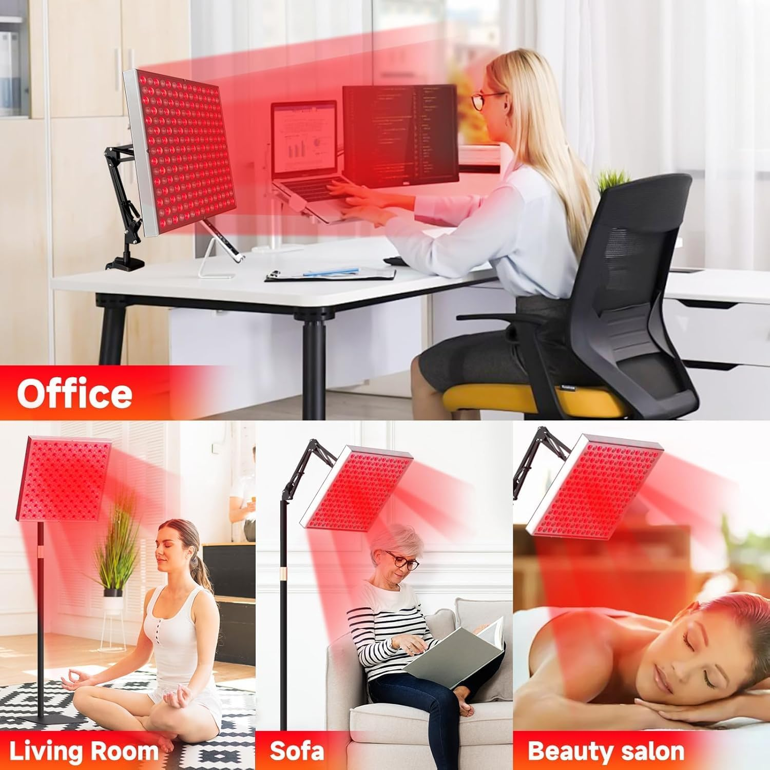 2 in 1 Red Light Device Lamp for Face and Body with Stand, Deep 660Nm and 850Nm Infrared Light Lamp, Red Light Panel for Face, Back, Leg, Waist, Joints image number 2