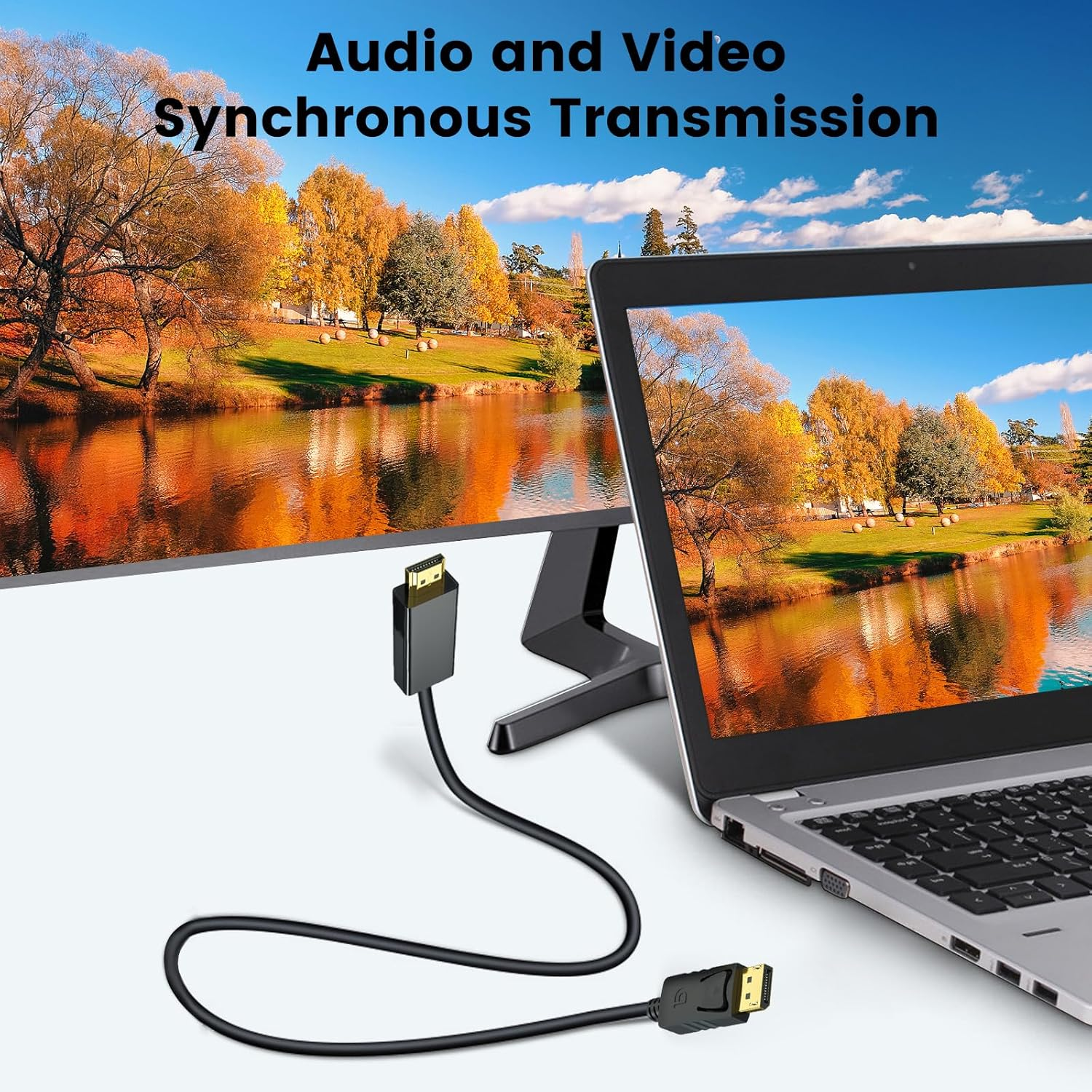 6Ft 4K Displayport to HDMI Cable Adapter, DP to HDMI Male Video UHD 4K@30Hz/2K@60Hz/1080P@120Hz DP to HDTV Uni-Directional Cord for Projector, Desktop, Dell, AMD, NVIDIA, Lenovo, Thinkpad image number 6