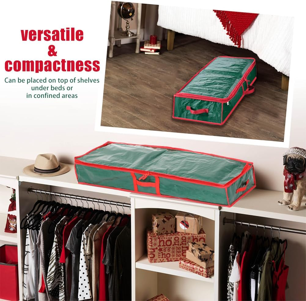 Geli Christmas Tree Storage Bag - Extra Large, Gift Wrapping Paper Storage Container,Tree Bags with Zipper and Handle for Holiday and Xmas Decor Organization - Red image number 2