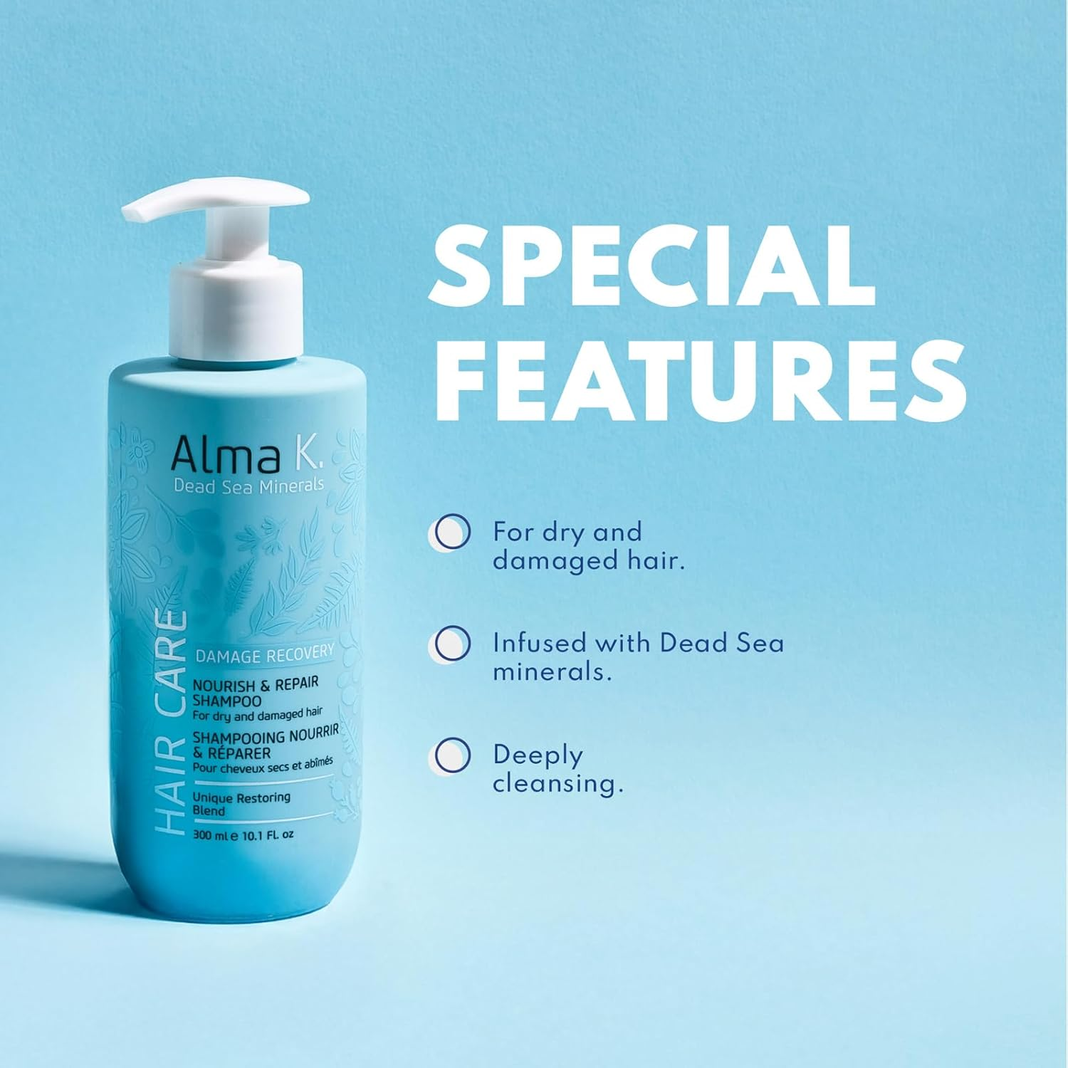 Alma K Nourish and Repair Shampoo - Moisturizing Hair Growth - Hydrating with Argan Oil, Shea Butter -300 Ml image number 5