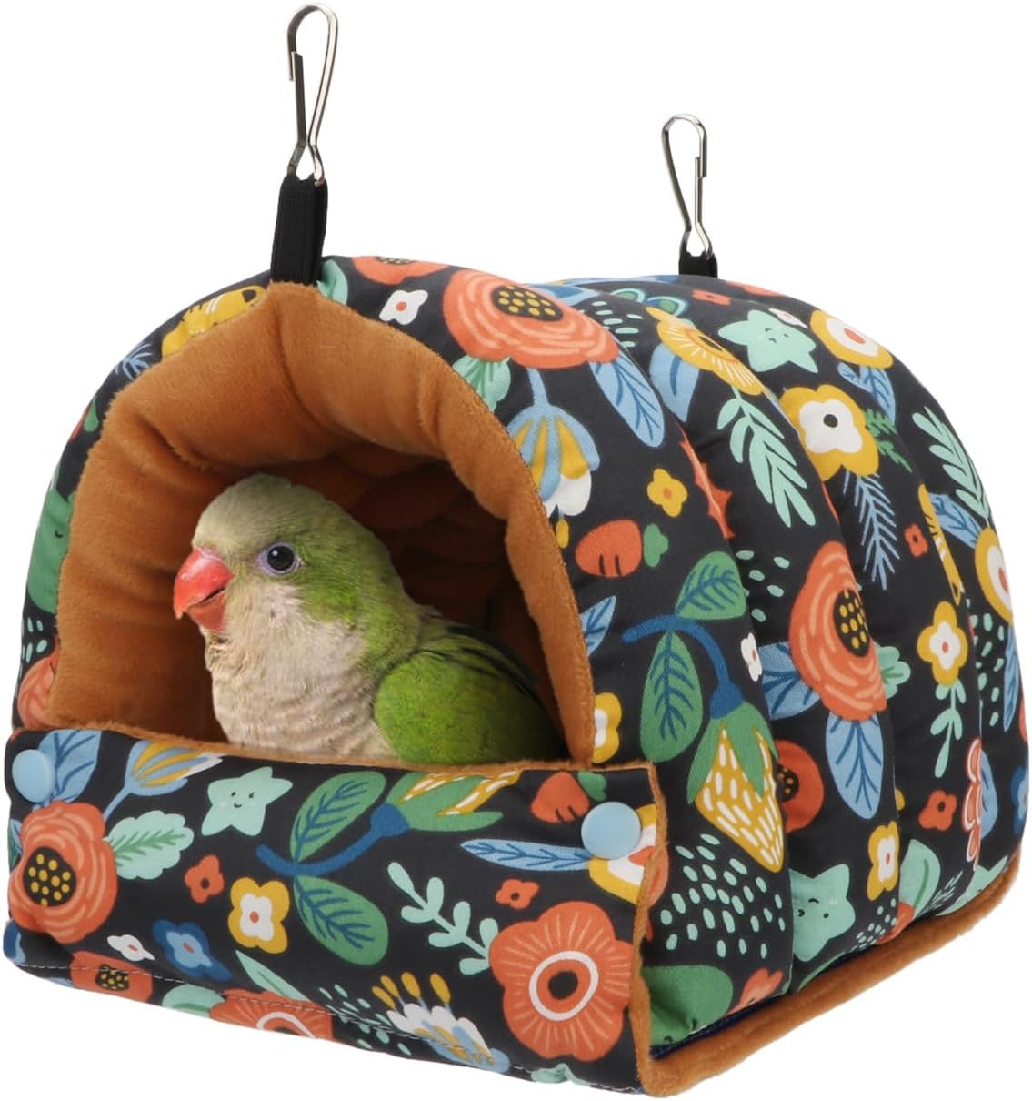 Wontee Bird Nest House Winter Warm Snuggle Hut Bird Bed Hanging Hammock for Parrots Budgies Parakeets Caique Senegal Cockatiels Conures (Small, Green)