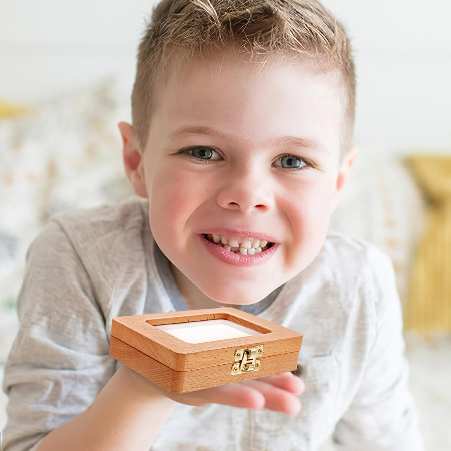 UPKOCH Wooden Tooth Box for Baby Keepsake First Tooth Organizer Case for Boys and Girls Sturdy and Lightweight Japanese-Style Frame Infant Hair Saver image number 2