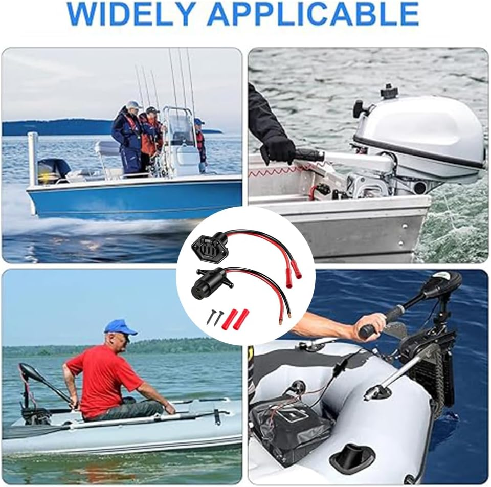Trolling Motor Connector Set, 12-24V 8 AWG, Waterproof Male and Female Socket, Compatible with Mi-Nn Ko-Ta Marine Boat image number 4