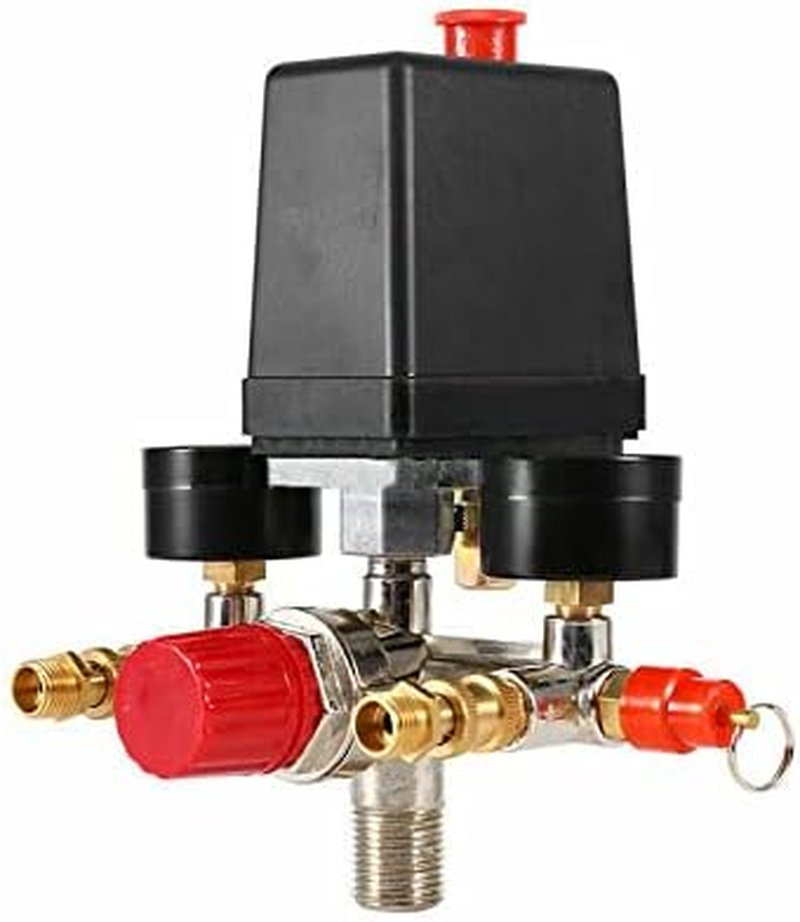 90-120PSI Air Compressor Pressure Switch Control Valve Manifold Regulator Gauges image number 4