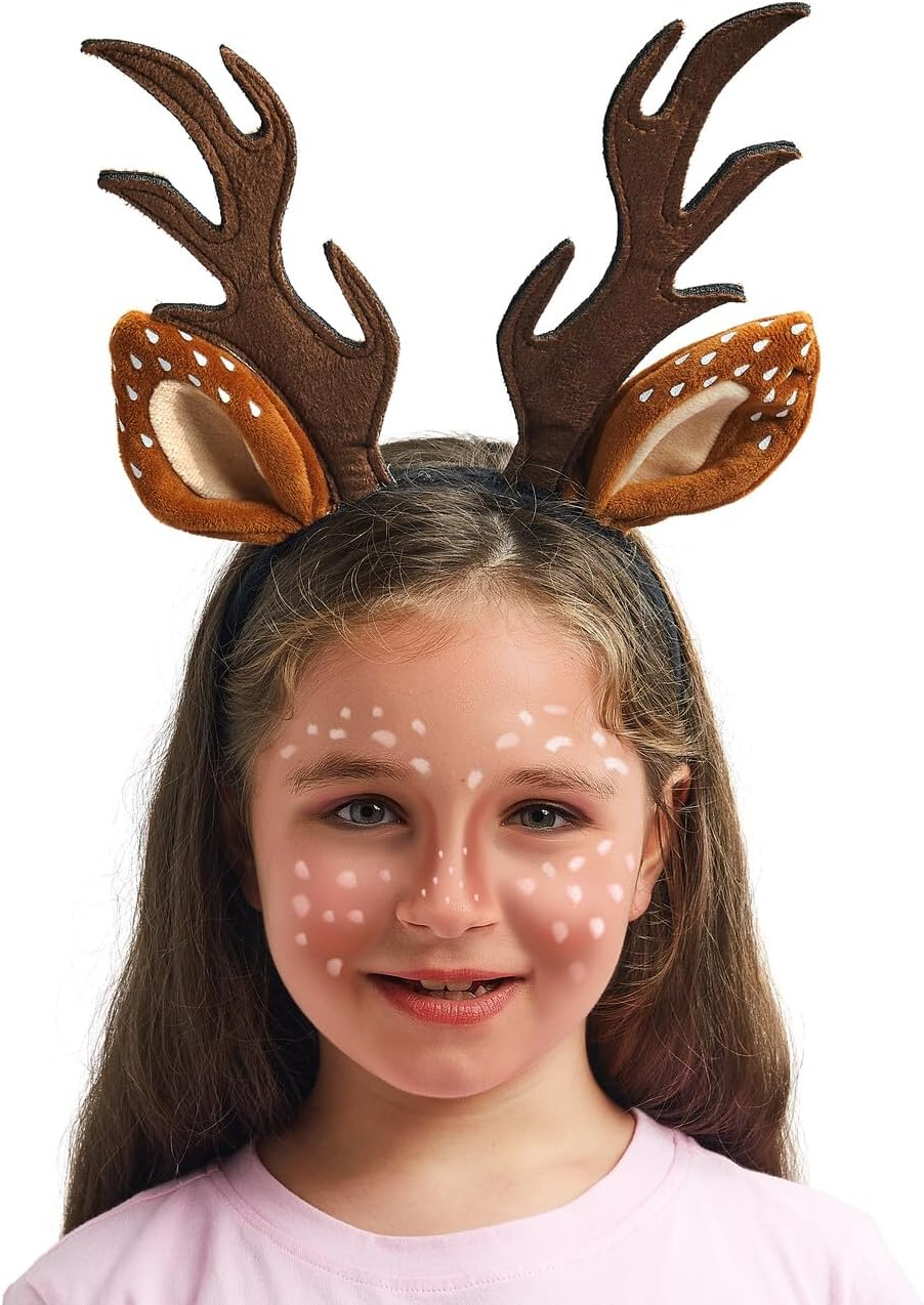 Spooktacular Creations Halloween Reindeer Antlers Headband with Fawn Tail, Deer Antlers Ears Accessories Set for Girls Women, Halloween Party Dress Up, Costume, Trick or Treating, Cosplay Decoration image number 1