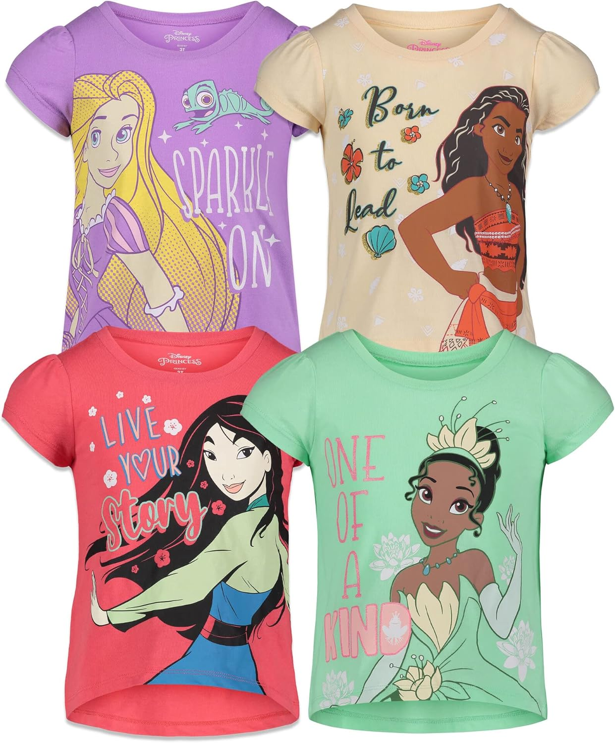 Disney Princess 4 Pack T-Shirts Infant to Big Kid