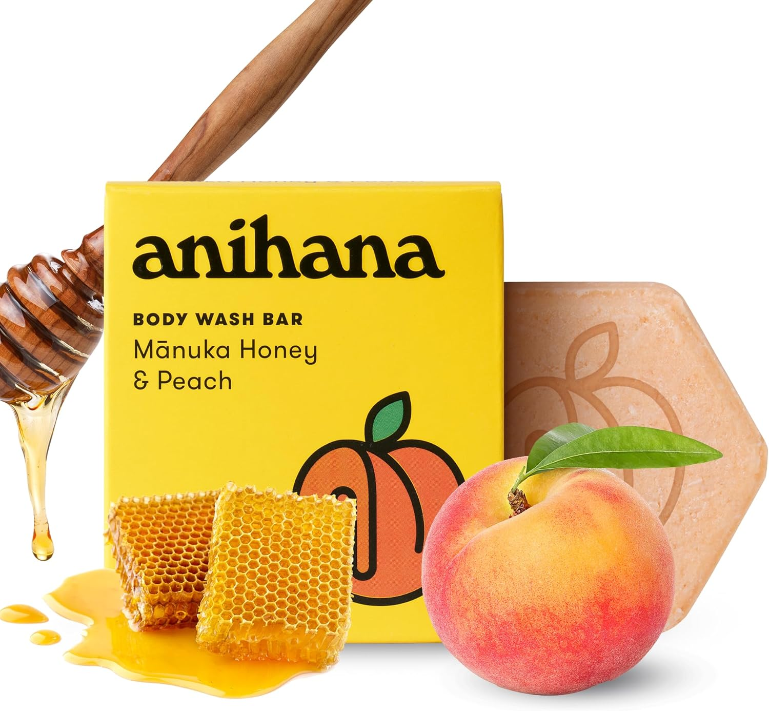 Anihana Peach and Honey Solid Shower Bar 80 G
