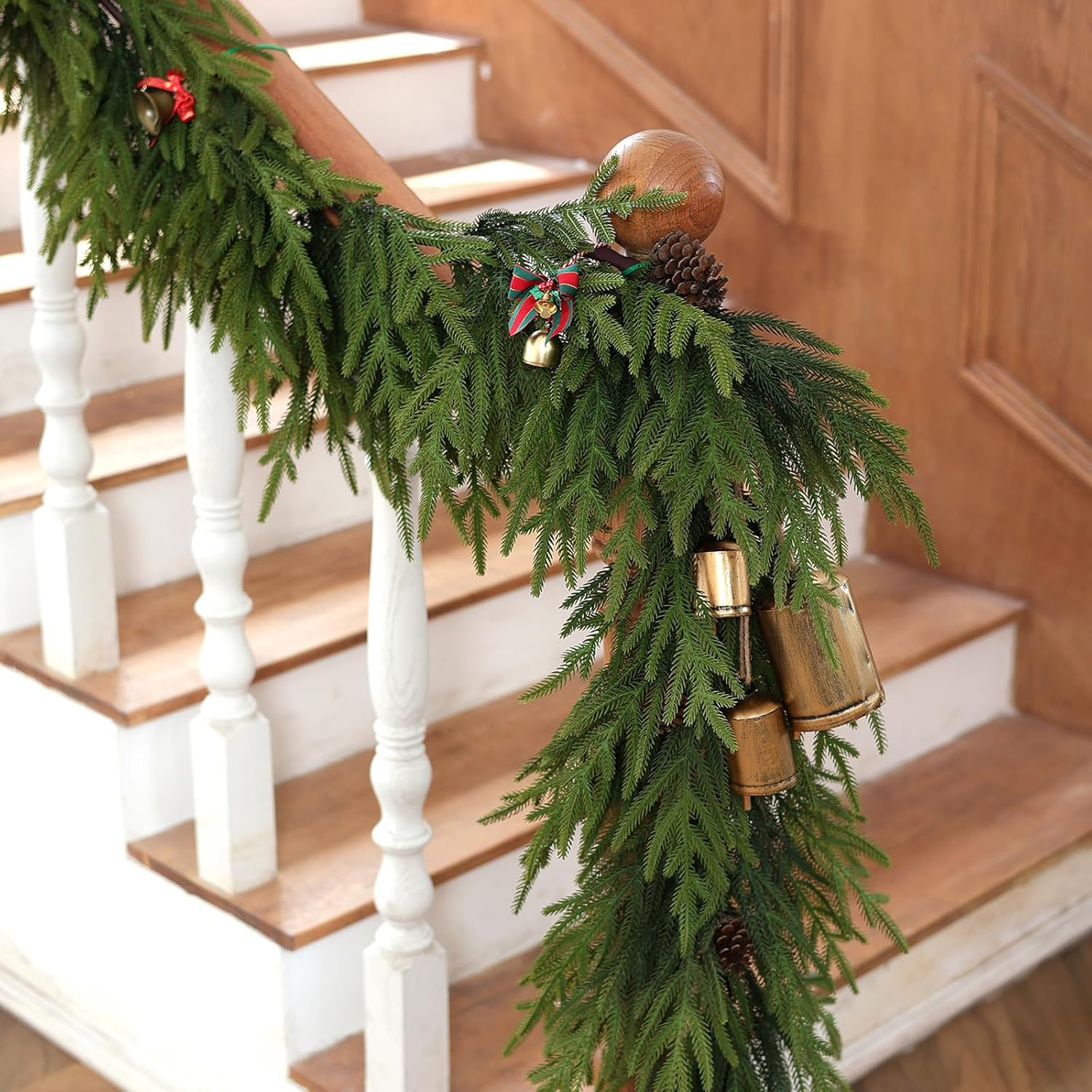 Norfolk Pine Garland - 9Ft Artificial Christmas Garland Long Faux Greenery Garland for Holiday, Fireplace, Mantle, Window, Stairs, Indoor, Outdoor Decor image number 4