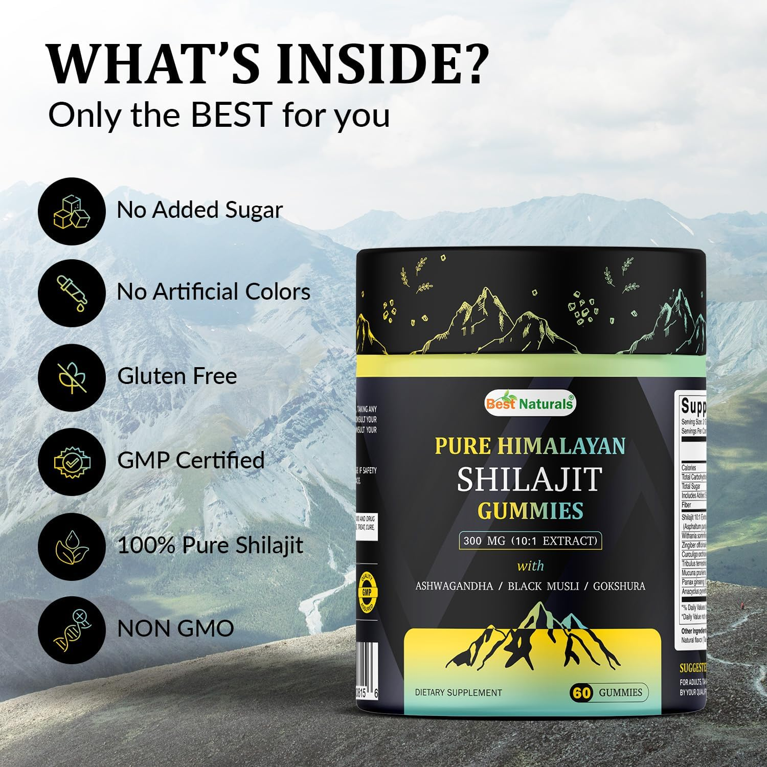 Best Naturtals Pure Himalayan Shilajit Gummies - 60 Ct - Made with Ashwagandha, Black Musli, and Gokshura image number 1