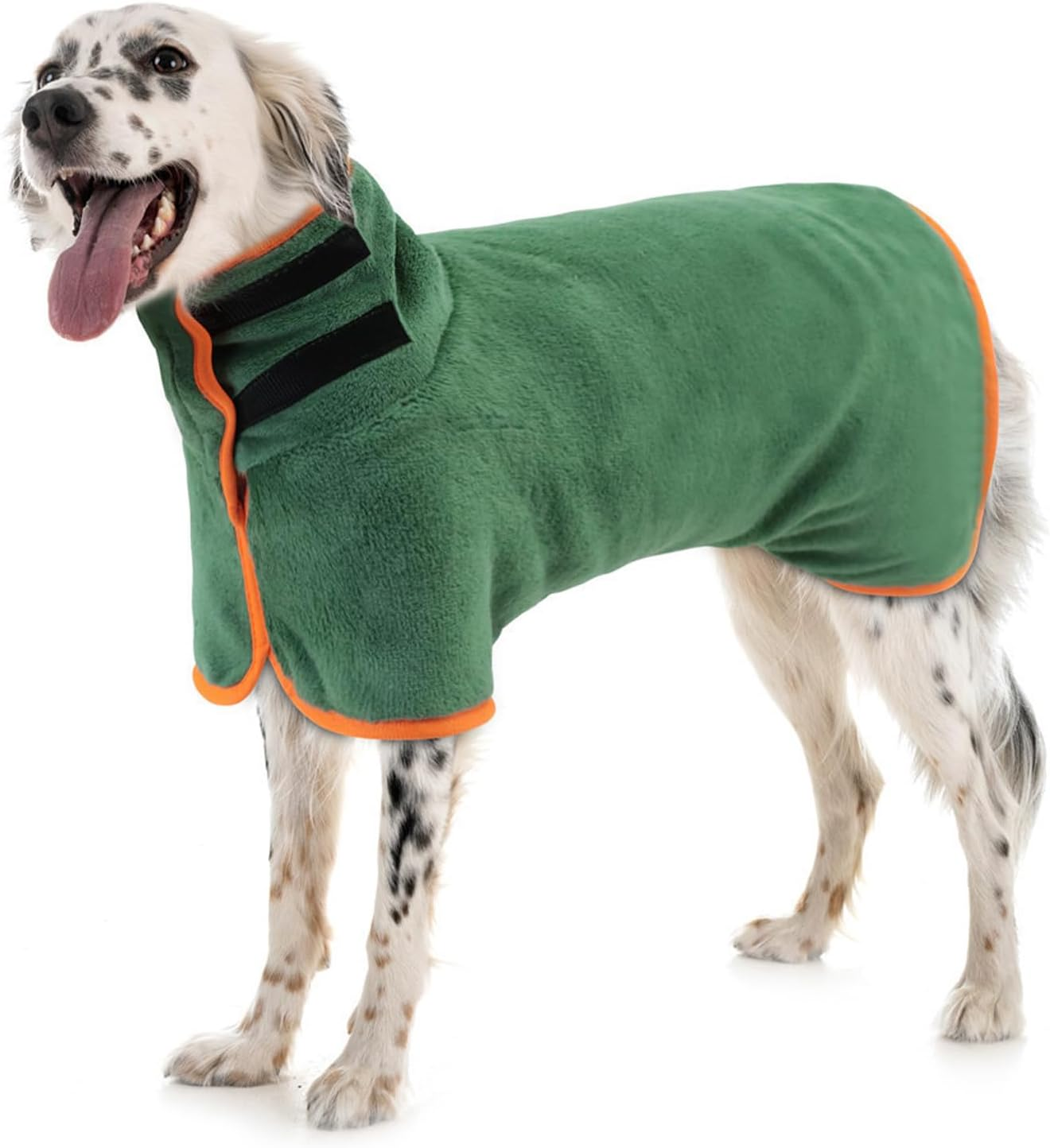 Microfibre Dog Bathrobe, Quick-Drying, Dog Bathrobe, Extra Absorbent, Adjustable Dog Drying Coat, for Medium Dogs, for Use after Bathing, Swimming, Rain, Green image number 4