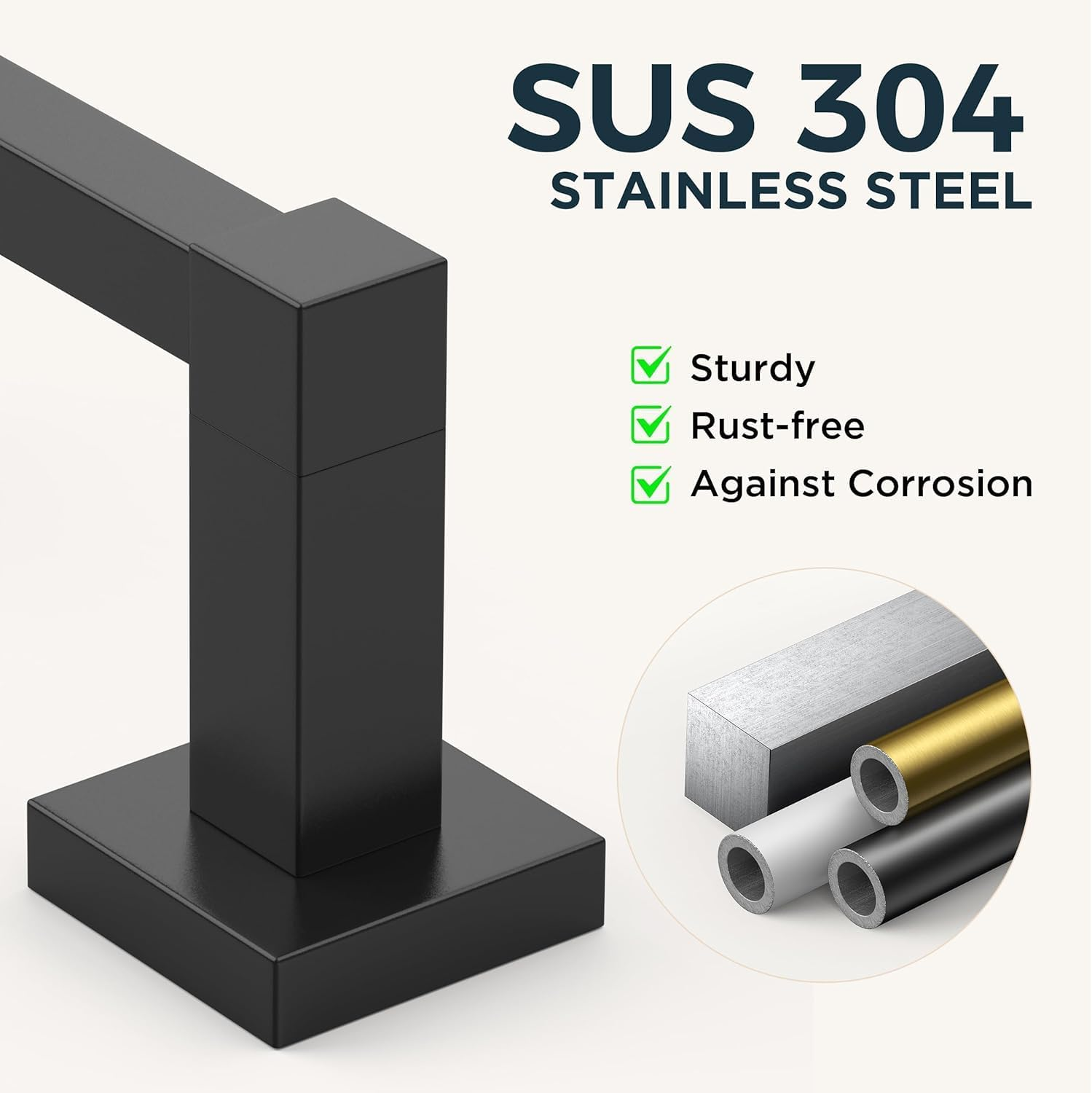 FORIOUS Toilet Roll Holder, Wall Mount SUS304 Stainless Steel Pivoting Towel Ring Set, Toilet Tissue Holder for Bathroom, Square Hardware Set Matte Black - Gold image number 7