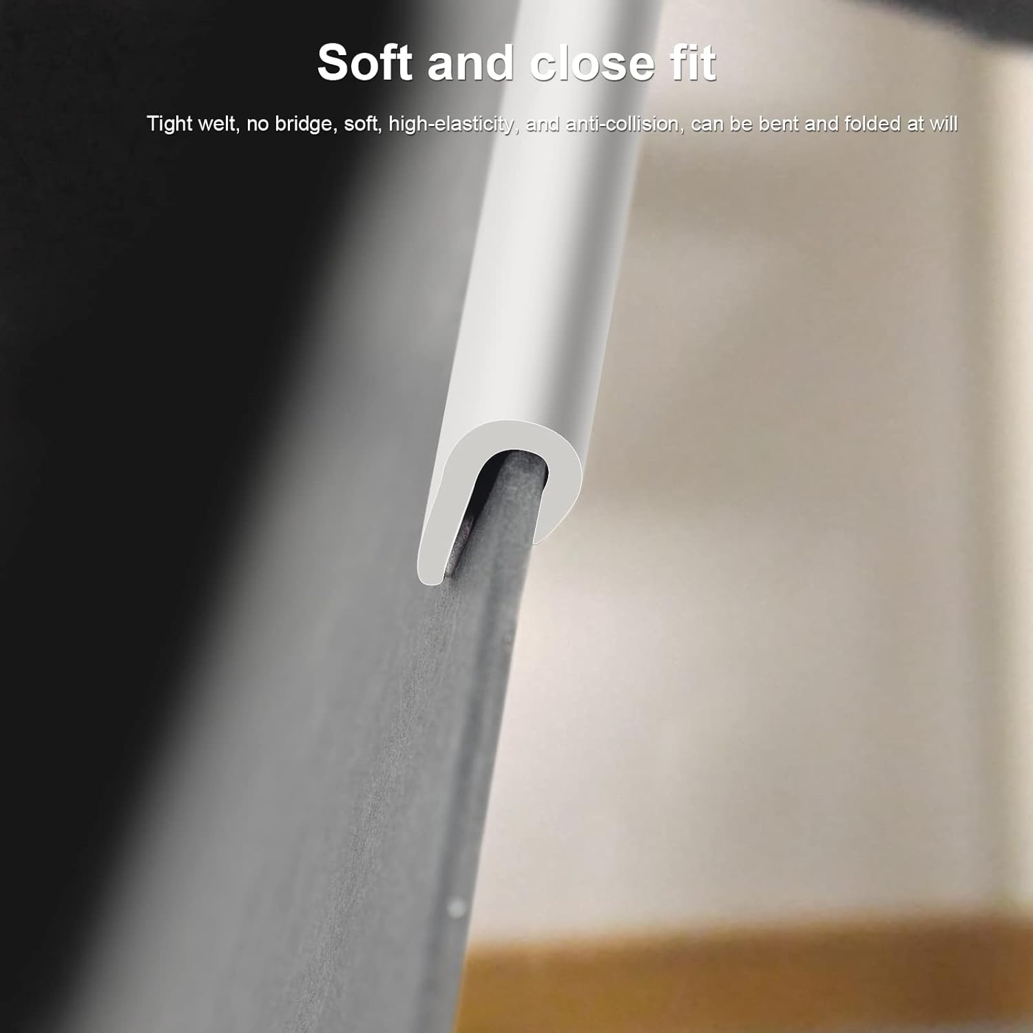 Edge Trim-Rubber U Channel Length with Self-Adhesive Design for Car Doors, Table Corners, Etc (26FEET 0.27Inch, White) image number 2