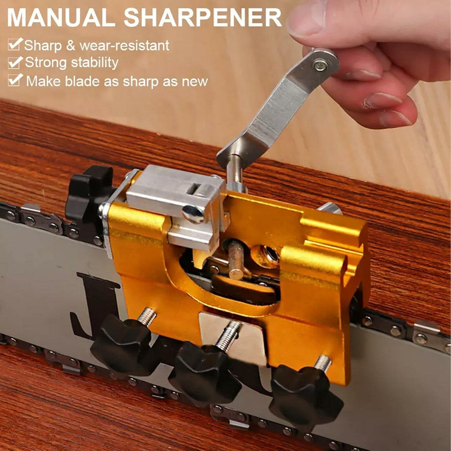 Upgrade Chainsaw Chain Sharpening Jig, Chain Saw Blade Sharpener Kit, Portable Hand Crank with 3Pc Grinding Rod, Suitable for 10-20" Chain Saws image number 1
