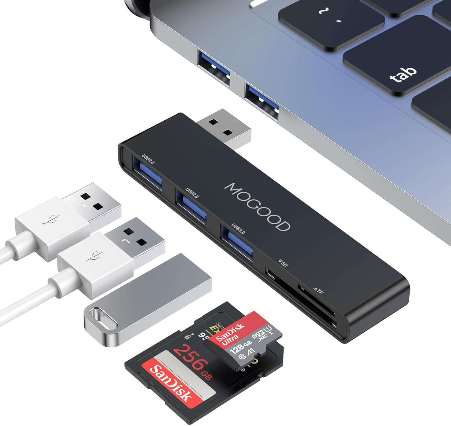 MOGOOD USB Hub 5 in 1 Multiport USB Adapter Docking Station with 1&times;USB 3.0, 2&times;USB 2.0, SD/TF Card Reader,For Laptop, Keyboard, Mouse, Macbook Air, Mac Pro, Imac, Surface Pro, Flash Drive, Mobile HDD image number 6