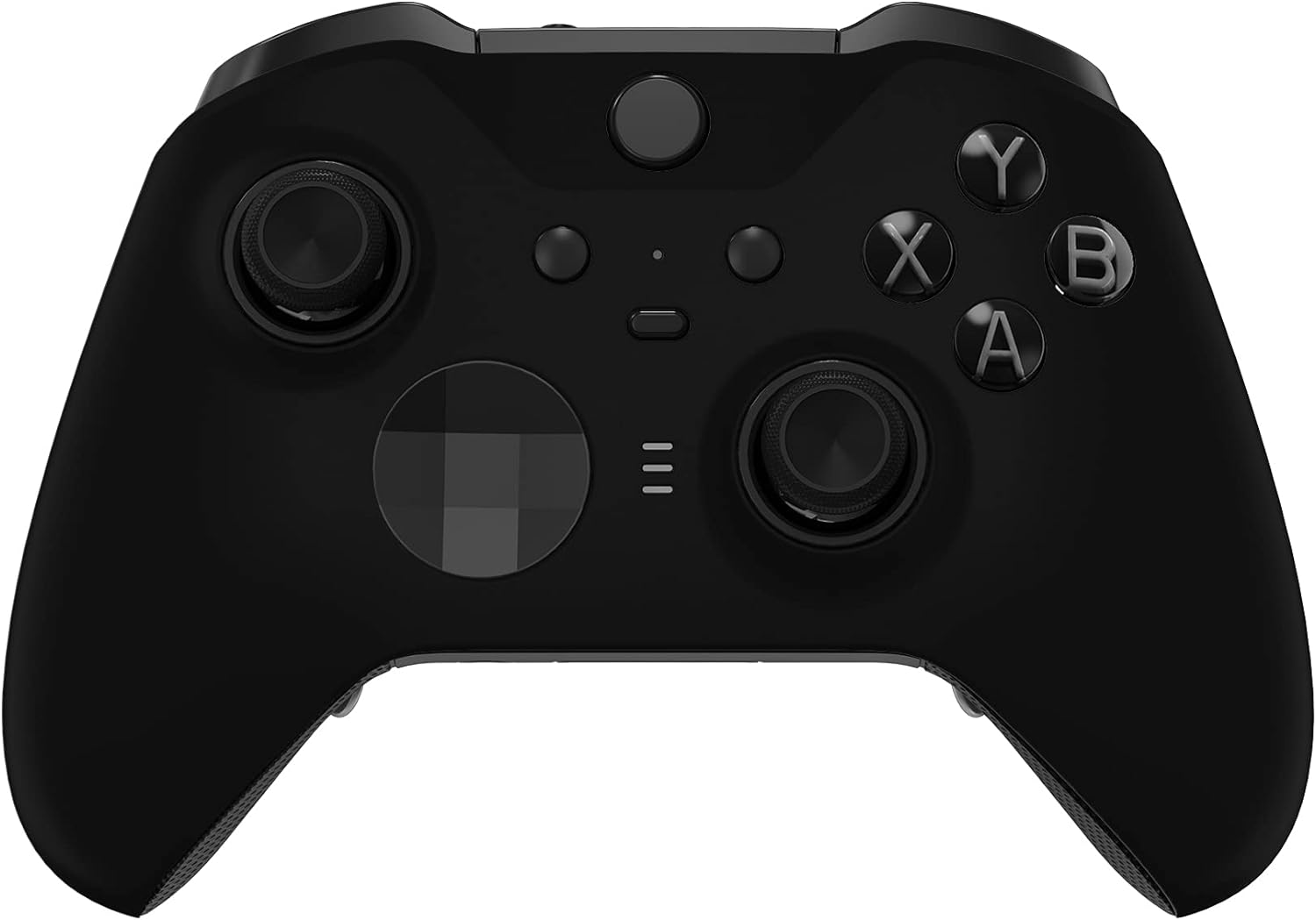 Extremerate Black Soft Touch Grip Faceplate Cover, Front Housing Shell Case Replacement Kit for Xbox One Elite Series 2 Controller Model 1797 - Thumbstick Accent Rings Included