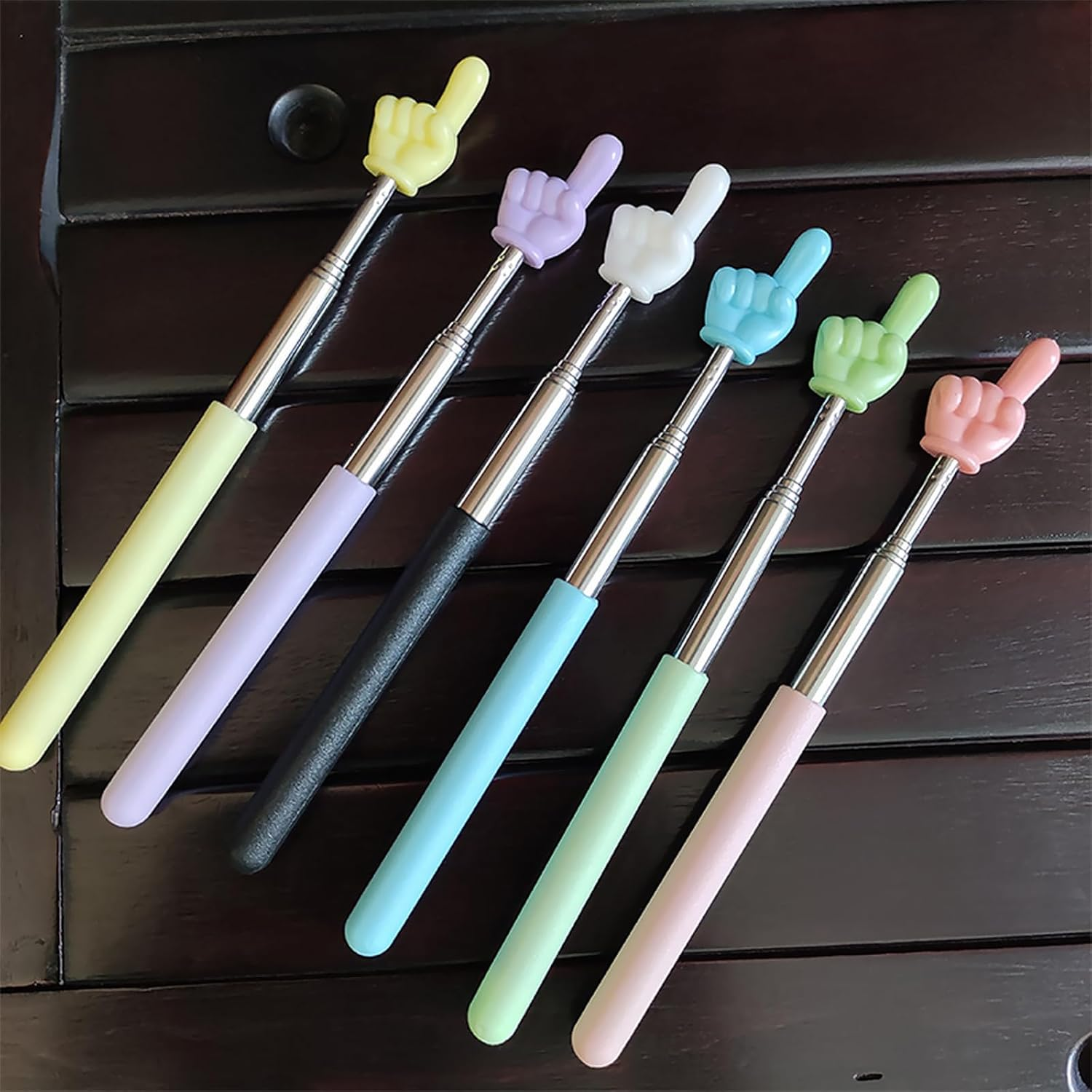 6 Pcs Telescopic Teachers Pointer, Hand Pointer Finger Pointer Stick, Retractable Classroom Whiteboard Pointer, Pointing Finger for Elementary School and High School Teaching Tools image number 5