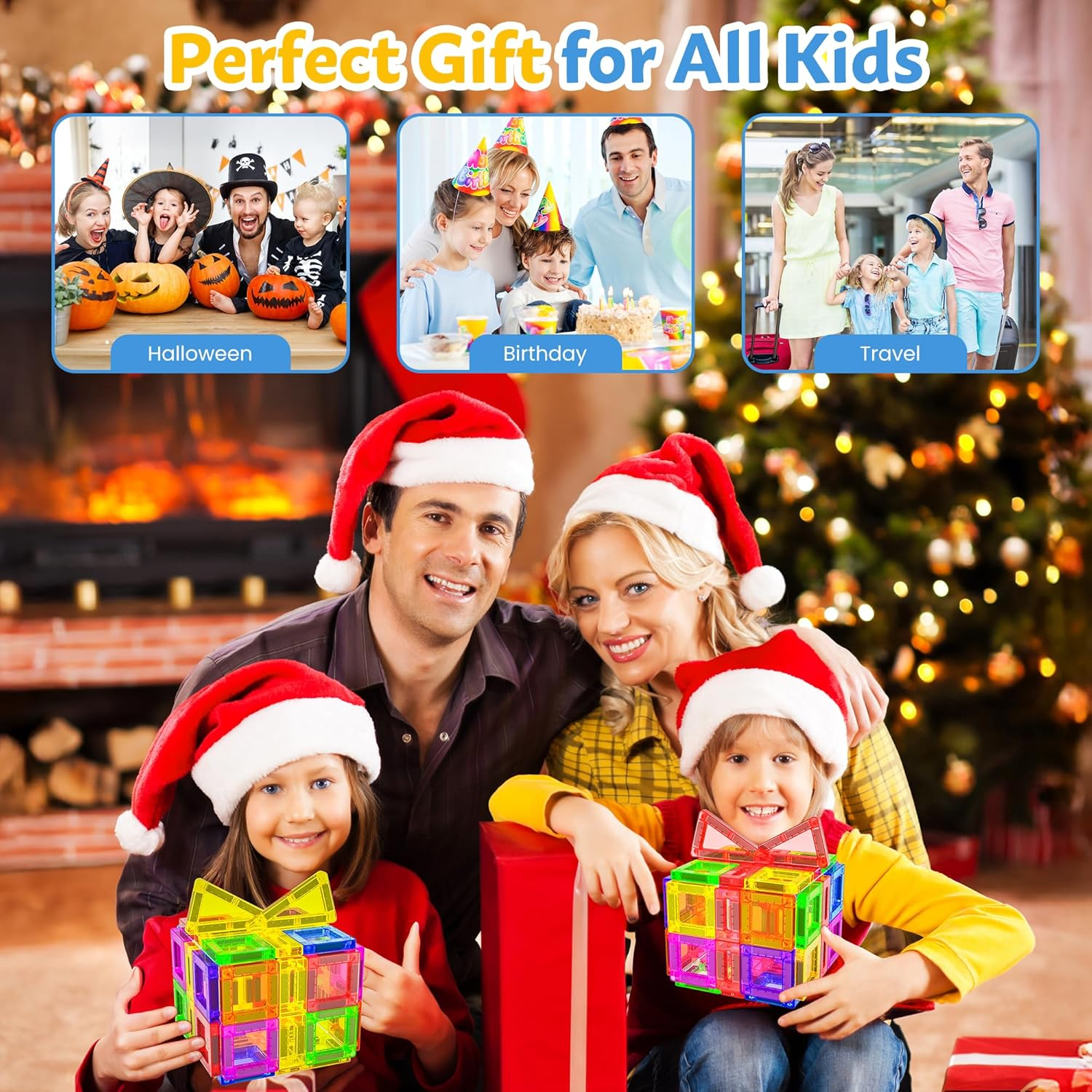 41PCS Travel Magnetic Tiles for Kids Ages 3-5 4-8 with Iron Box Magnet Mini Building Block Kids Plane Toys for 3 4 5 6 7+Year Old Boy Girl Toddler Preschool STEM Construction Christmas Birthday Gifts image number 3