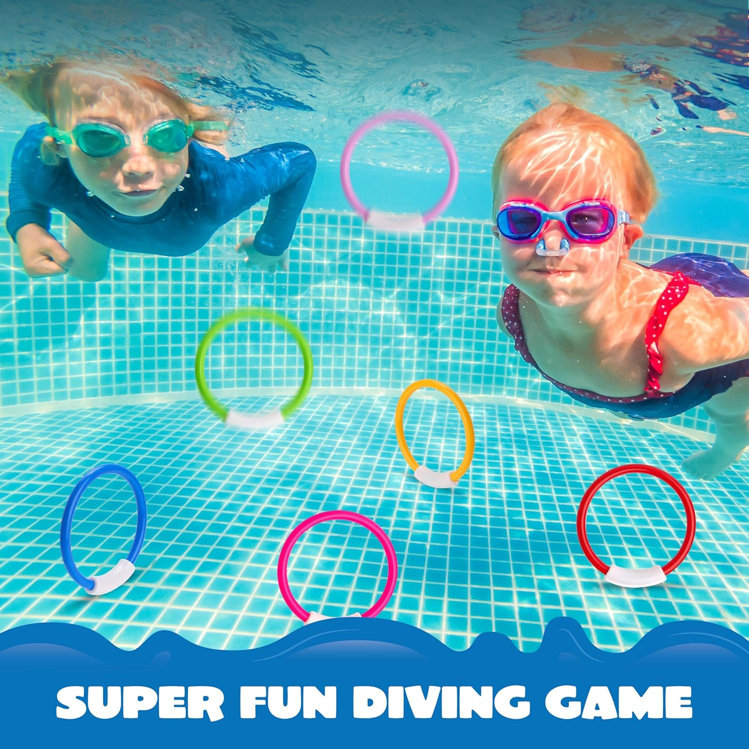 JOYIN Dive Rings Pool Toys, 8 Pcs Colorful Pool Rings for Kids, Underwater Training Swimming Diving Toy for Kids Gifts Summer Swim Water Fun Games image number 2