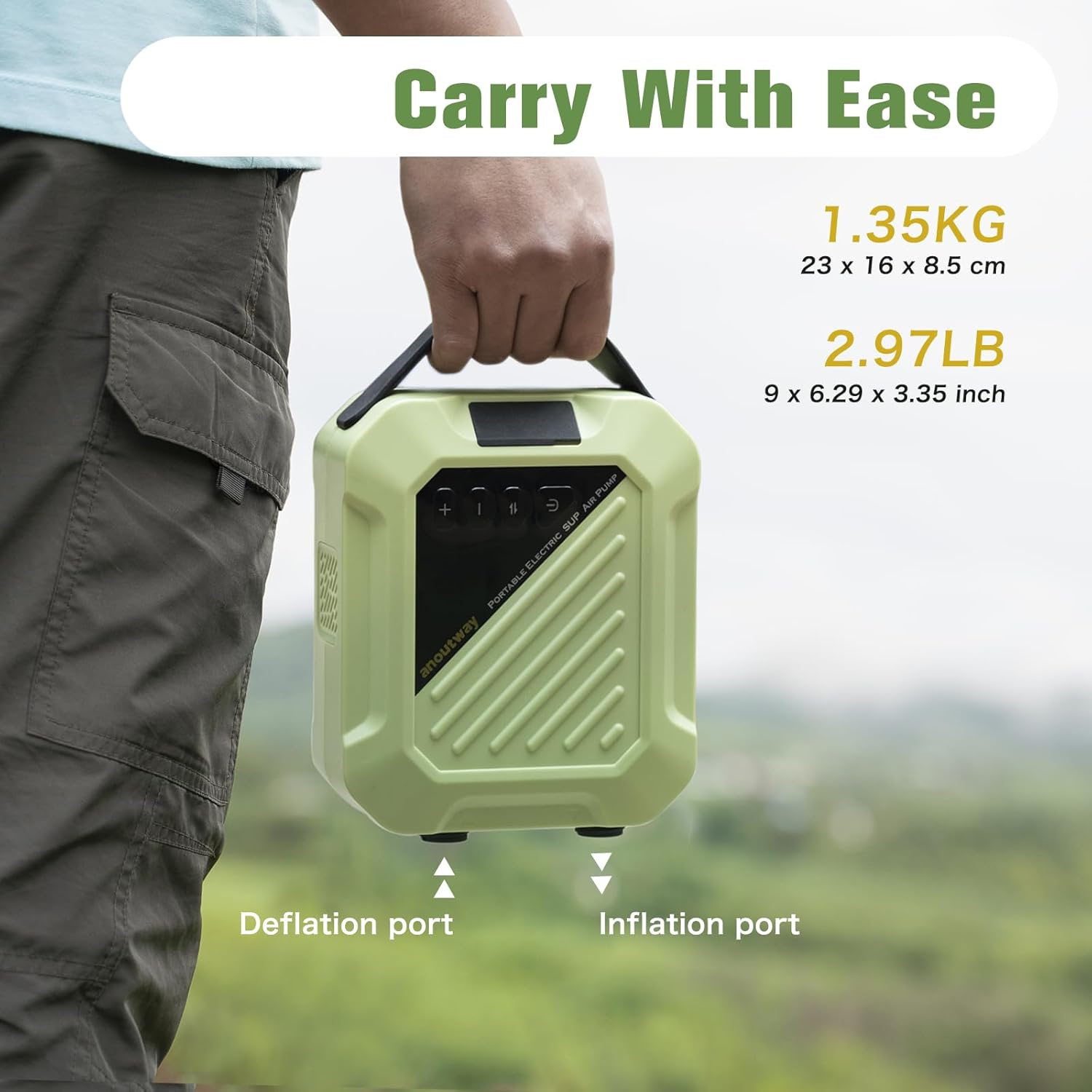 20PSI High Pressure Smart SUP Air Pump, Rechargeable Battery-Powered, Intelligent Dual Stage Inflation & Deflation,Auto-Off &12V DC Car Connector for Stand up Paddle Boards,Surfing Kite, Tent - Blue image number 4