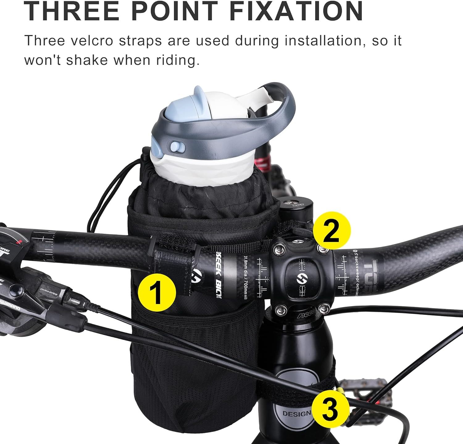 Rhinowalk Bike Handlebar Water Bottle Bag Drink Cup Holder Bicycle Front Insulated Stem Bag image number 4