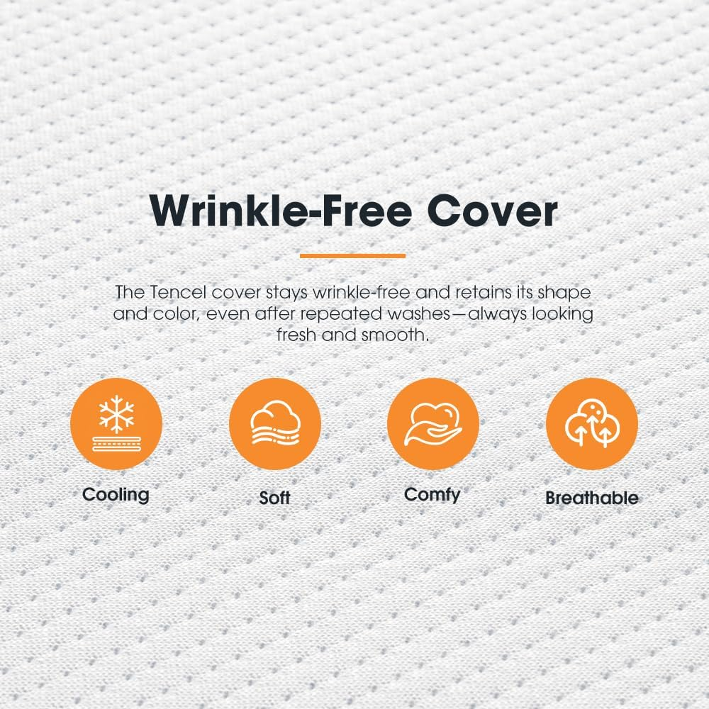 San Hima Camping Foam Mattress Topper Memory Foam 198X145X6CM - Plush 40D Gel-Infused, Lightweight Cool Tencel Cover, Enhances Sleep Comfort, Easy to Pack & Travel, Ideal for Caravan Bed image number 6