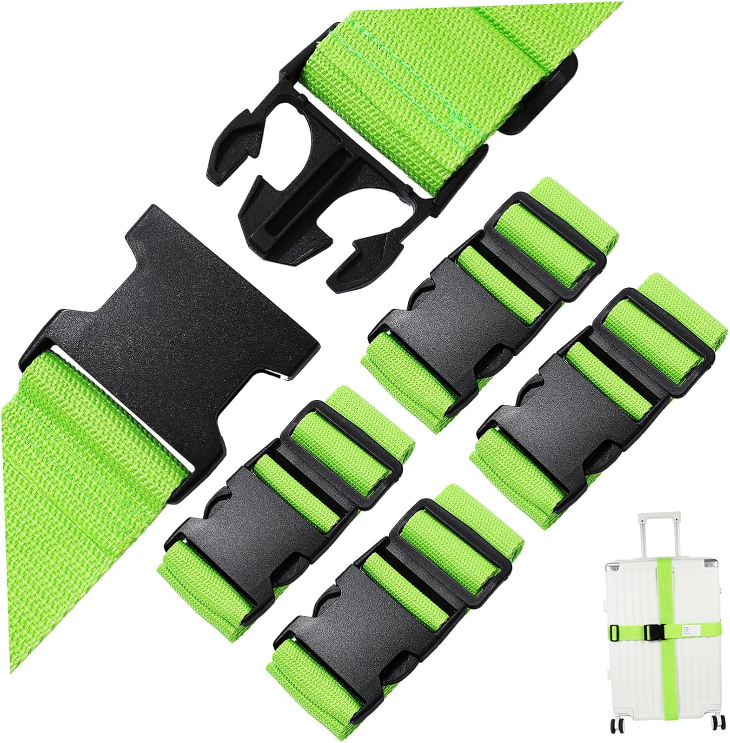 GALPADA 4Pcs Straps Suitcase Webbing Accessory Suitcase Straps for Luggage Band Elastic Luggage Safety Travel Accessories Ratchet Trunk Bind Small Belt Green image number 1