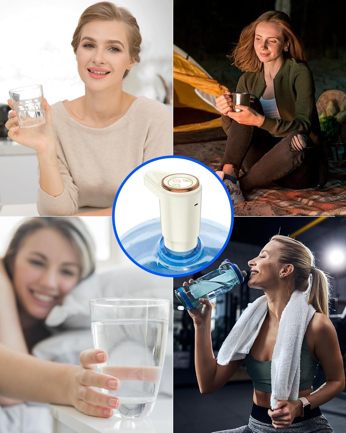 Upgraded Water Dispenser Pump [1200Mah] - Smart Dosing System, Dual Motor & Dual Outlet for Bottles/Jugs - Premium Electric Transfer Pump（Beige） image number 4