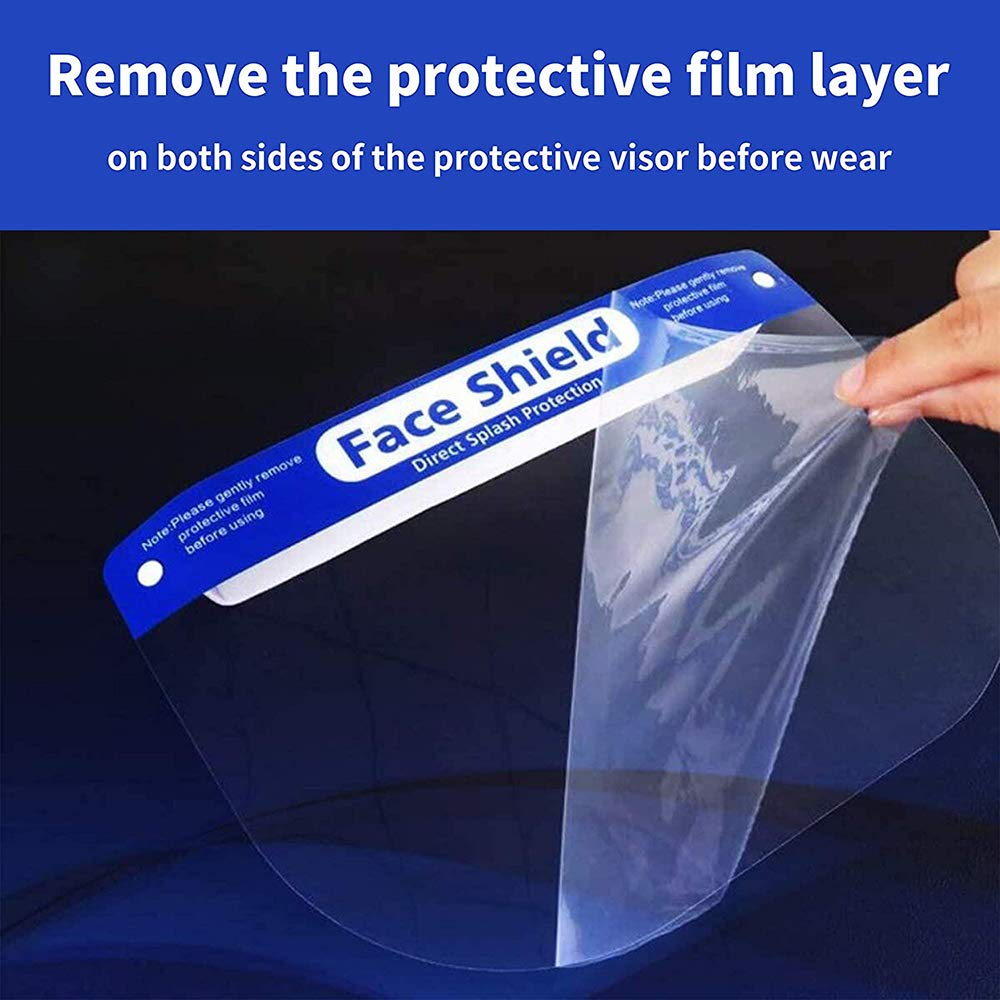 Safety Face Shield Clear Full Cover Anti-Fog Eyes Protective Face Shield Reusable Full Face Transparent Breathable Visor Mask Adjustable One Size Fits All（10 Pcs）