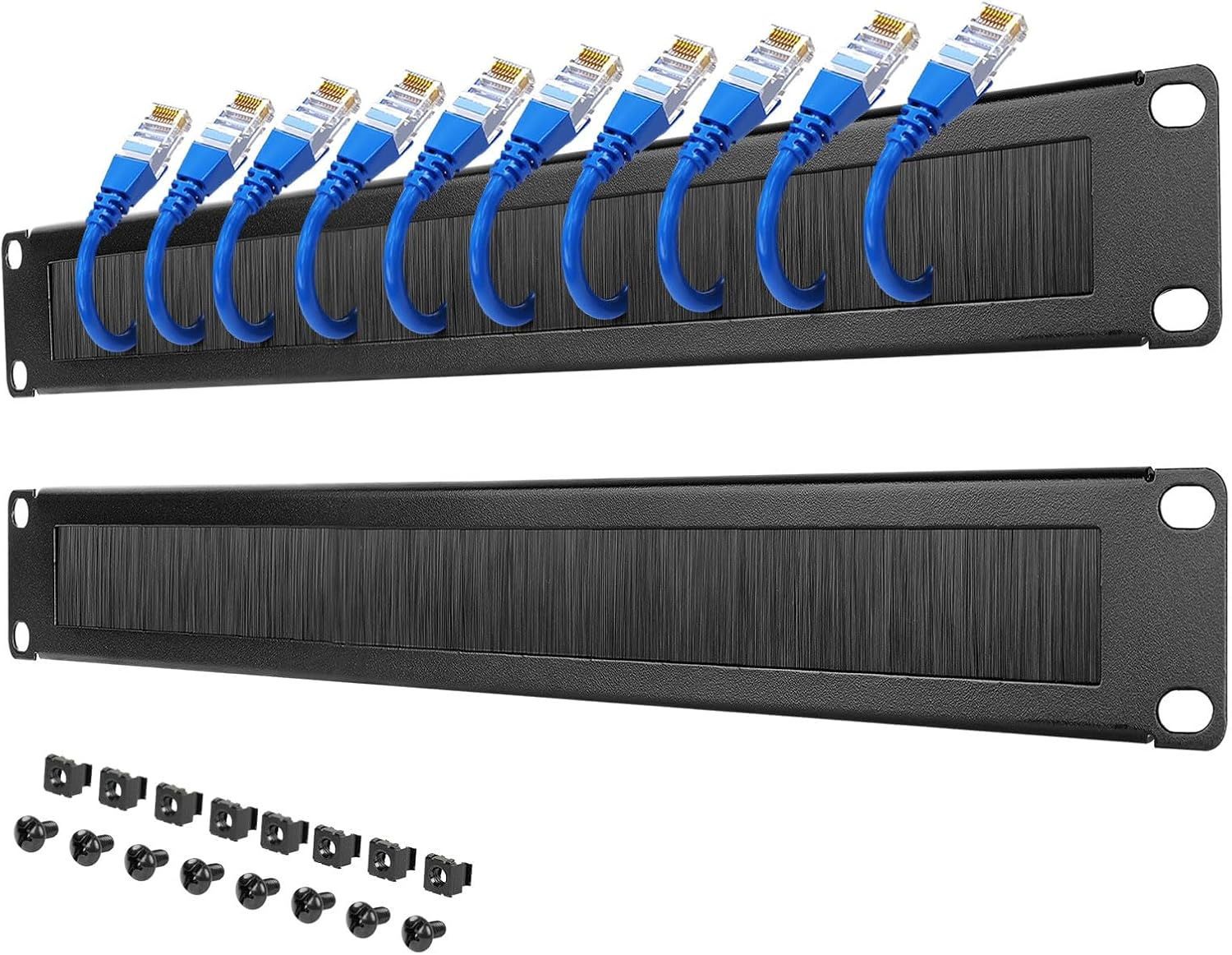 Tecmojo 2 Pack 1U Brush Panel 19 Inch Rack Mount Cable Management Panel with Brush Strip for Cable Entry for 19'' Server Rack or Network Cabinet image number 6