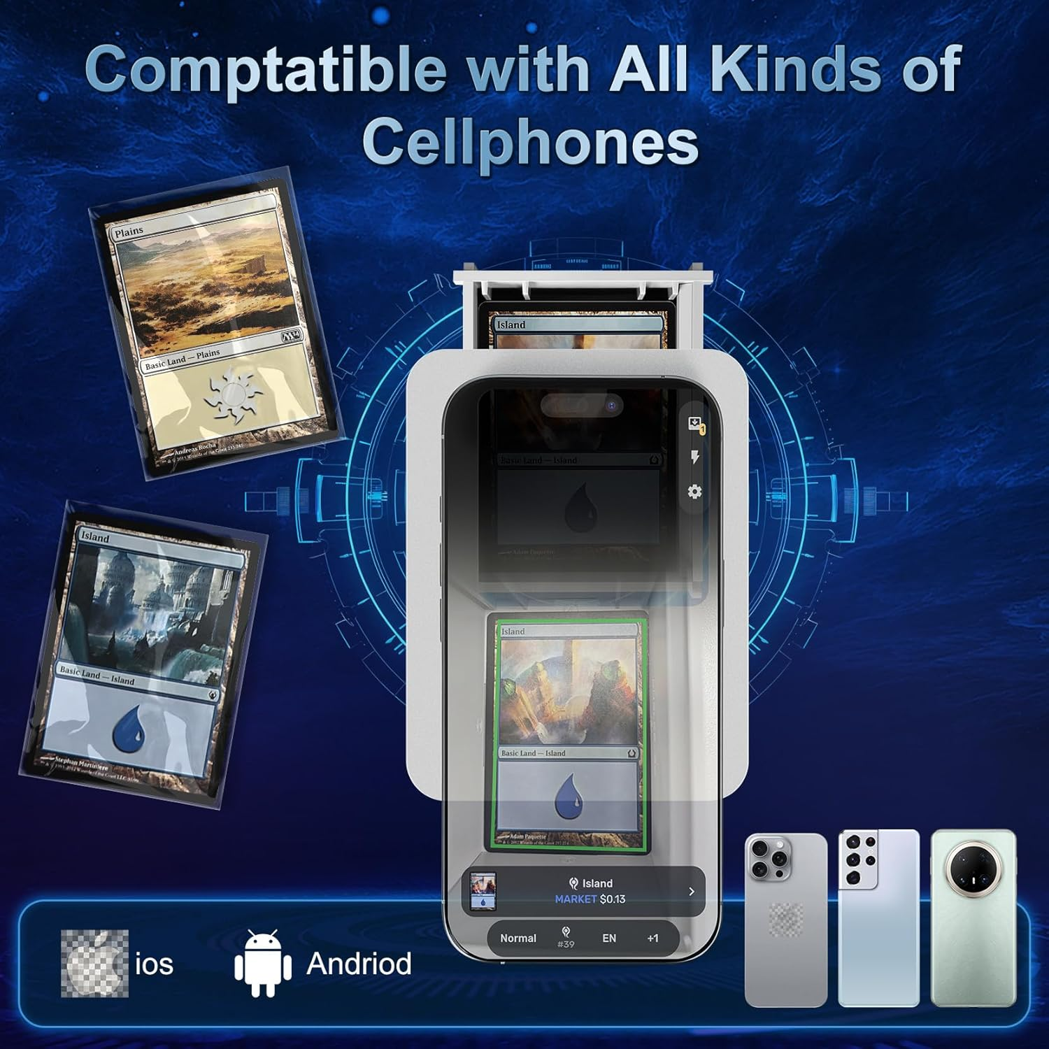 MTG TCG Card Scanner Stand Phone Holder for Standard Size Sleeved & Unsleeved MTG Cards Fast Scanning, Only Works with Manabox App, Ideal for Quick Scans and Price Checks image number 4