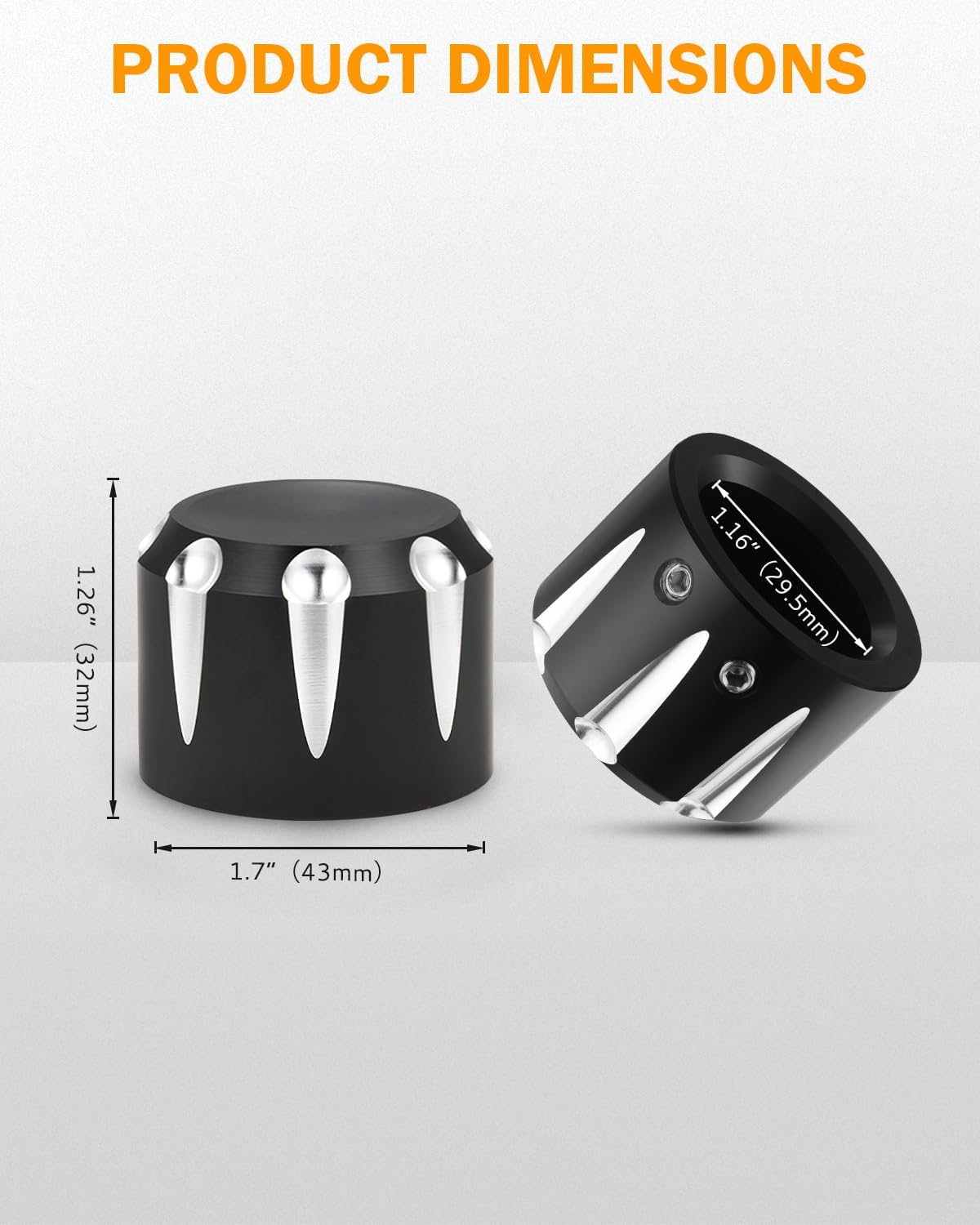 PBYMT Black Front Axle Nut Cover Cap Compatible for Harley Softail Electra Road Street Glide Sportster 2008-2019 image number 5