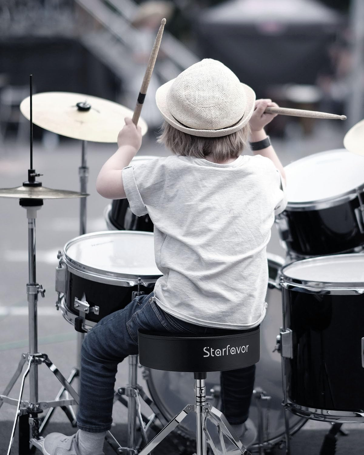 Drum Throne Drum Stool, Adjustable Height Padded Seat with Drum Sticks Anti-Slip Feet Drum Chair for Adults Kids Drummers image number 5