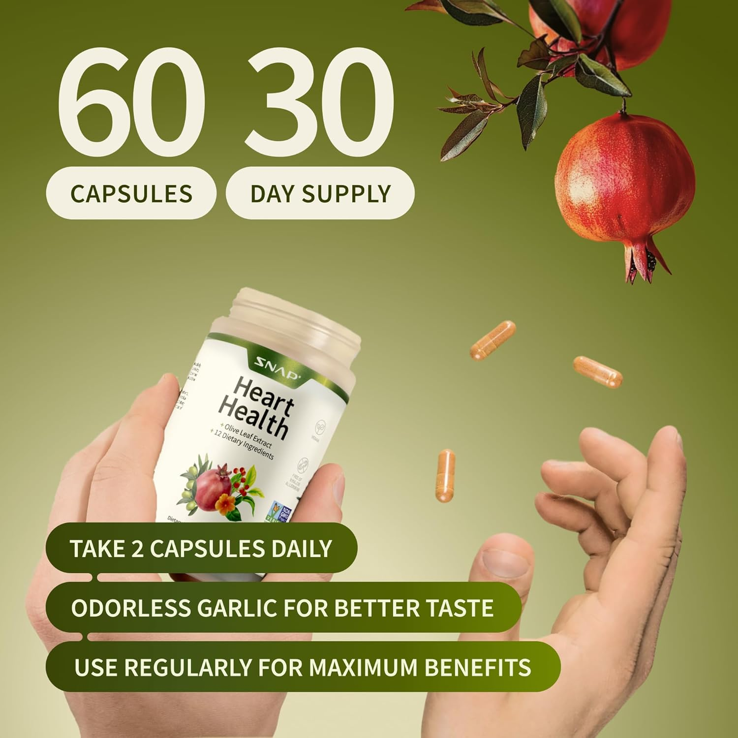 SNAP Supplements Heart Health - 90 Capsules image number 2