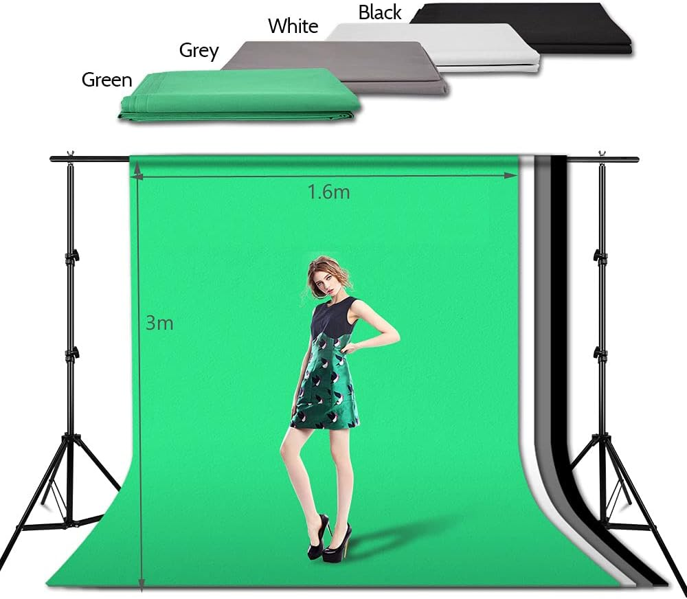 Abeststudio Pohto Studio Lighting Kit, Green Screen Backdrop Background with Stand with 2X 135W + 4X 25W LED Softbox Umbrella Continuous Lighting Set for Photo Studio Product,Portrait and Video Shoot Photography