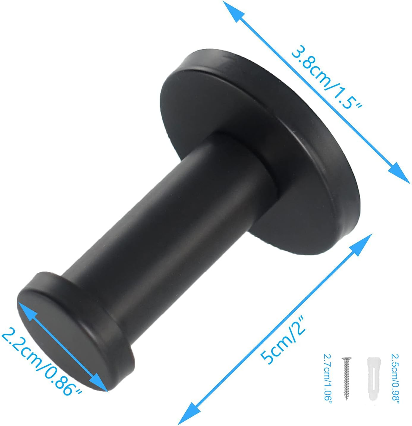 Vanloory Bathroom Towel Hooks, 6 Pack round Coat Hooks, Sturdy Wall Mounted Robe Hook, SUS 304 Stainless Steel Heavy Duty Clothes Hanger, Wall Towel Hooks for Bathroom Bedroom Kitchen (Black)