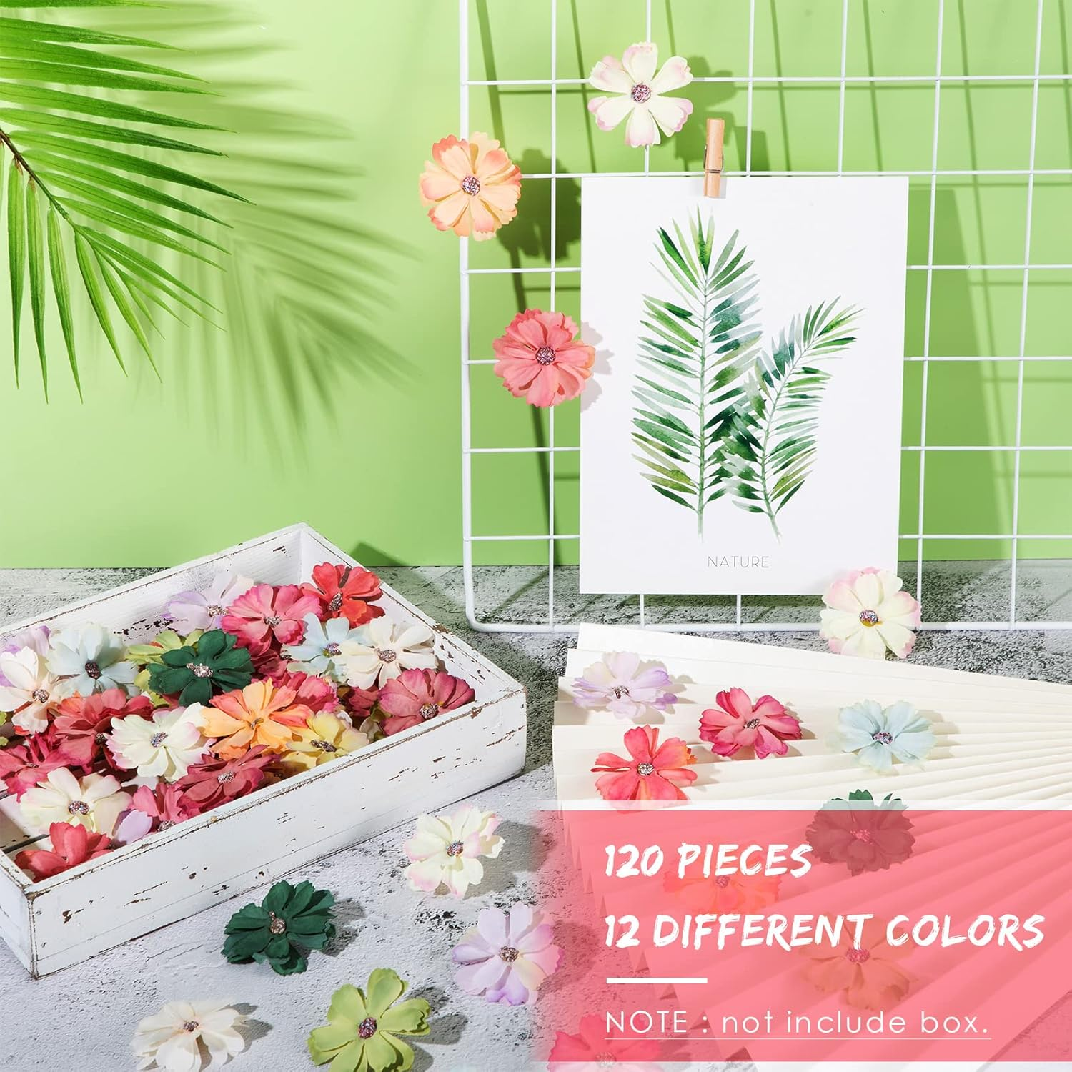 120 Pieces Faux Flowers Heads for Crafts Artificial Silk Daisy Flowers Embellishments Mini Assorted Bulk Wreath for DIY Holiday Wedding Party Home Garden Decoration 4 Cm, Colorful image number 6