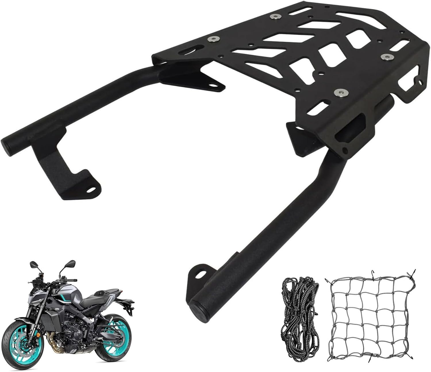 For Yamaha MT-09 Tracer 900 GT 2018 2019 2020 Heavy Duty Motorcycle Luggage Rack Cargo Carrier Powder Coated Sturdy 100 Lbs Capacity Top Box Holder Support Bracket with 2Pcs Nets image number 4