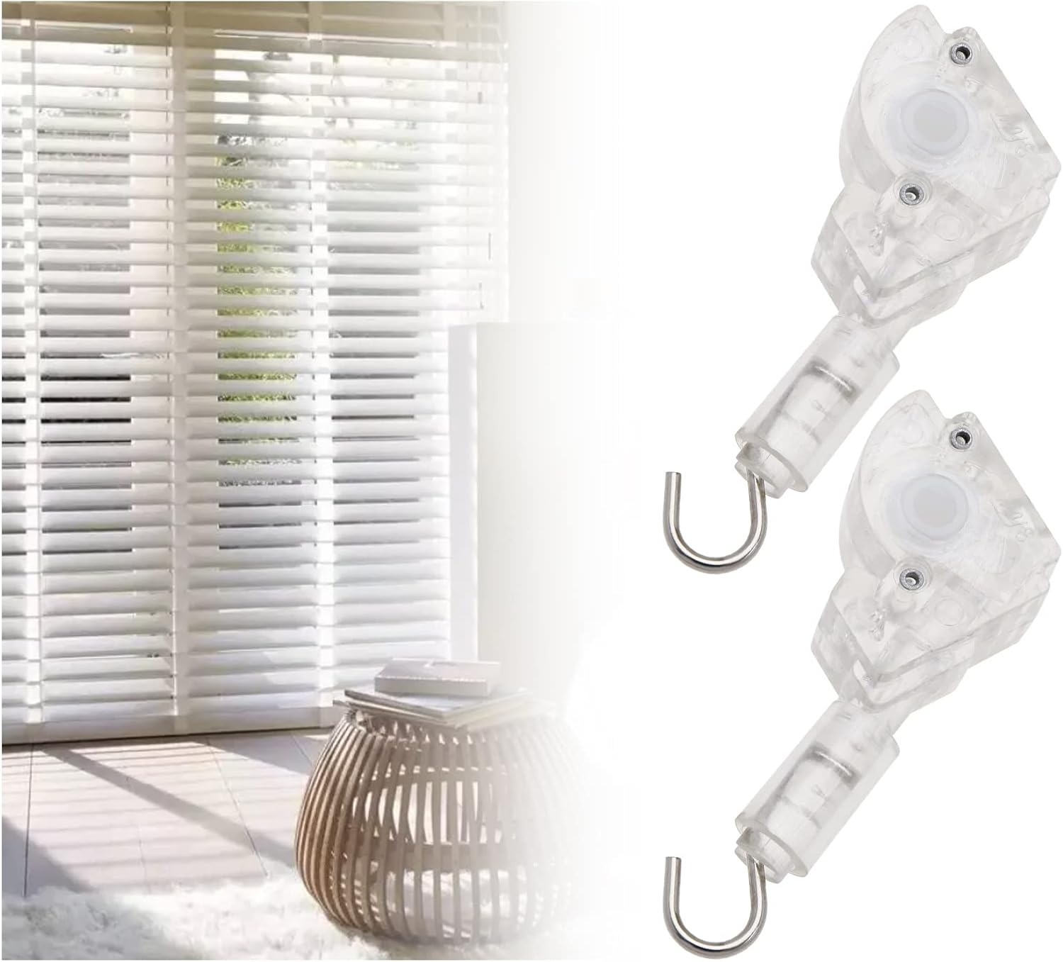 Emsea 4Pcs 1" Blinds Wand Tilter Mechanism with D Shaped Gear 5/32" Hook Connection Metal Venetian Blind Tilt Wand Tilter Mechanism Replacement for Mini Blinds image number 6